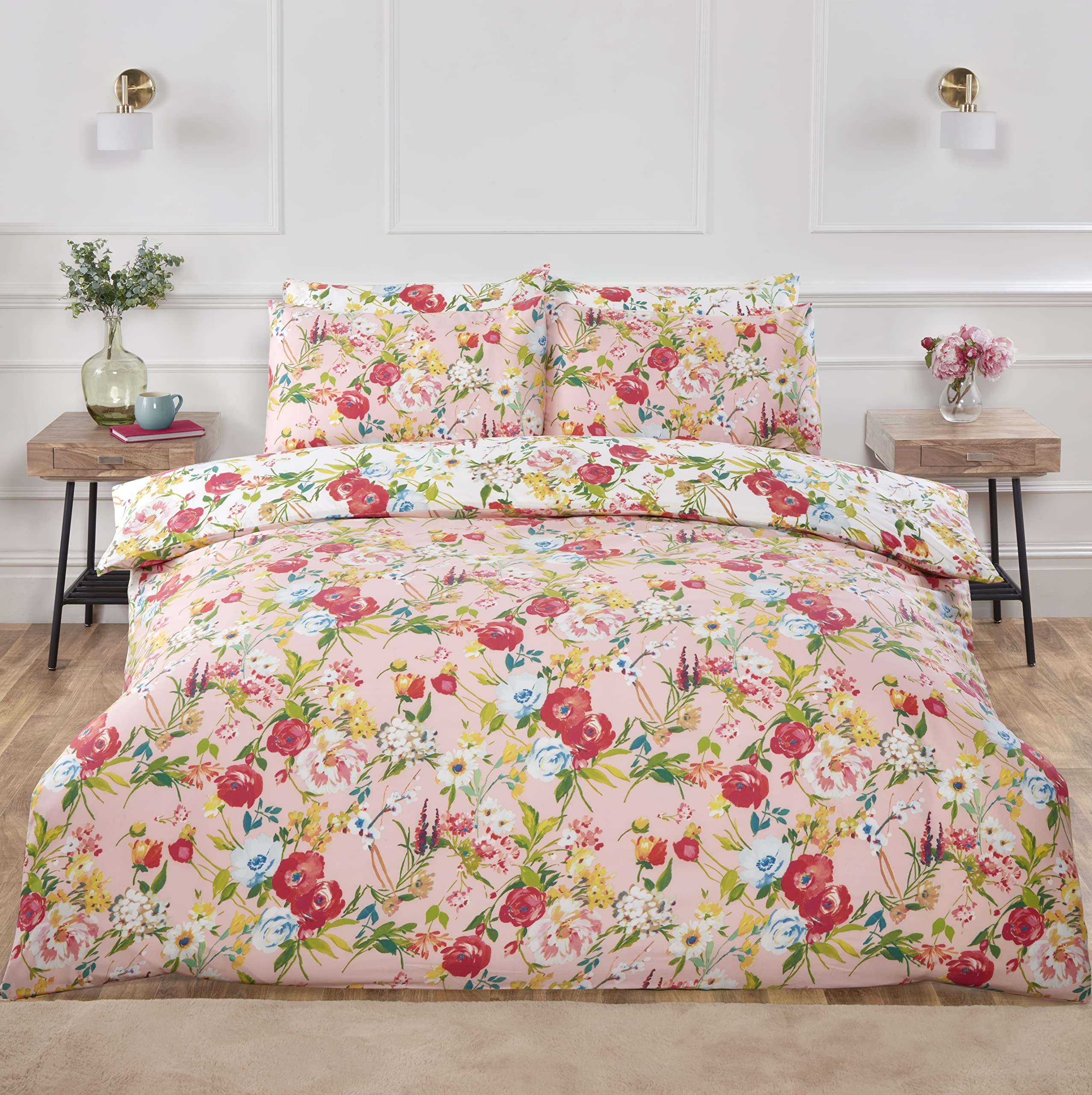 Rapport Home Ashbourne Microfibre Duvet Cover Set Double Blush