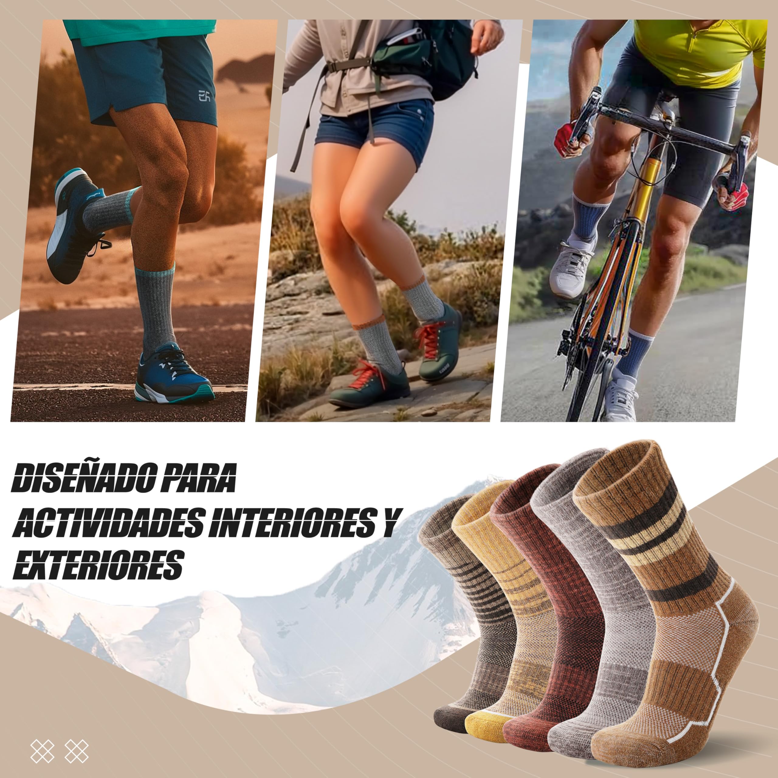 ANTSANG Calcetines de Lana Merino Senderismo Térmicos 5 Pares