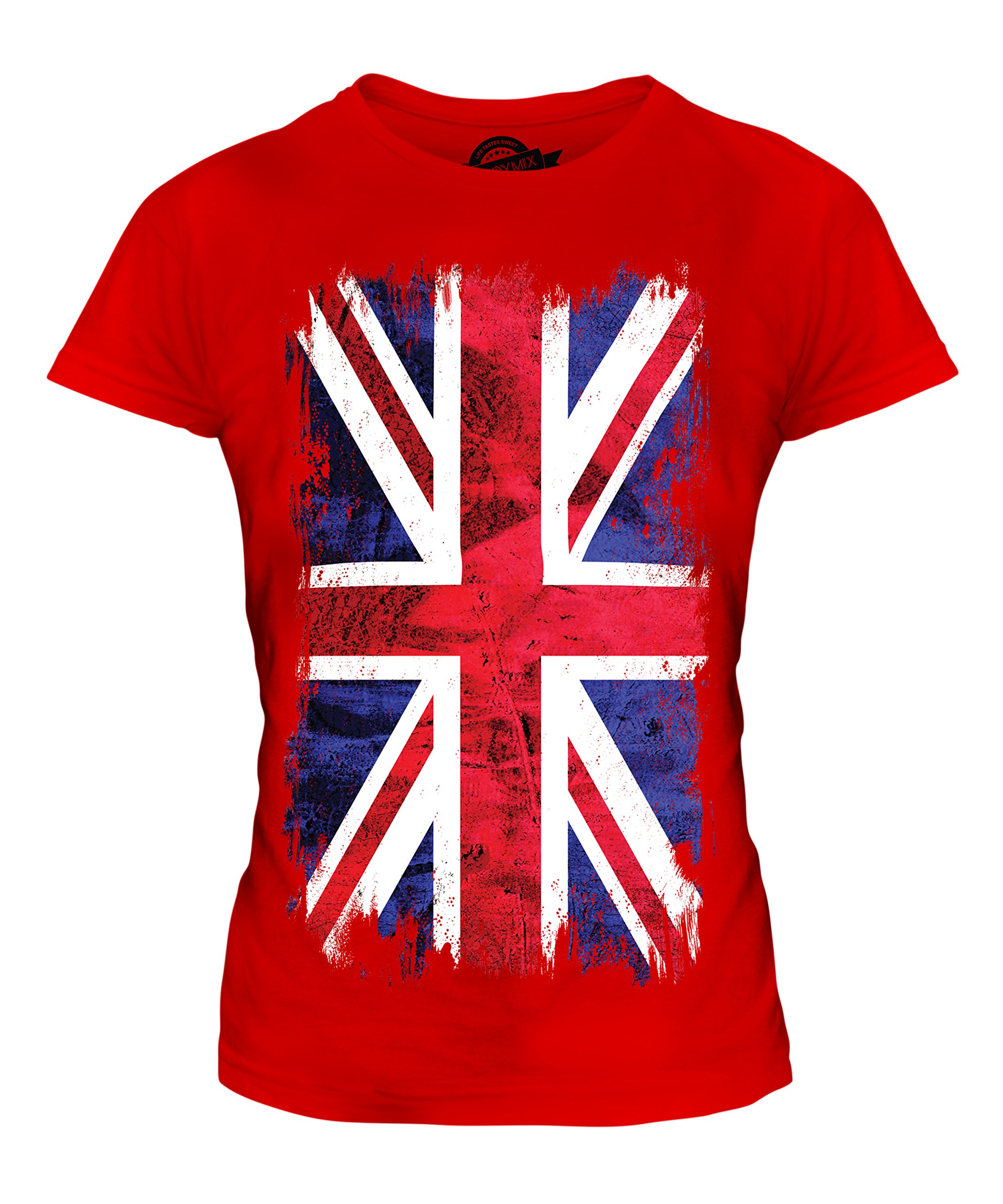 CandymixGreat Britain Union Jack Grunge Flag - Ladies Fitted T Shirt Top T-Shirt