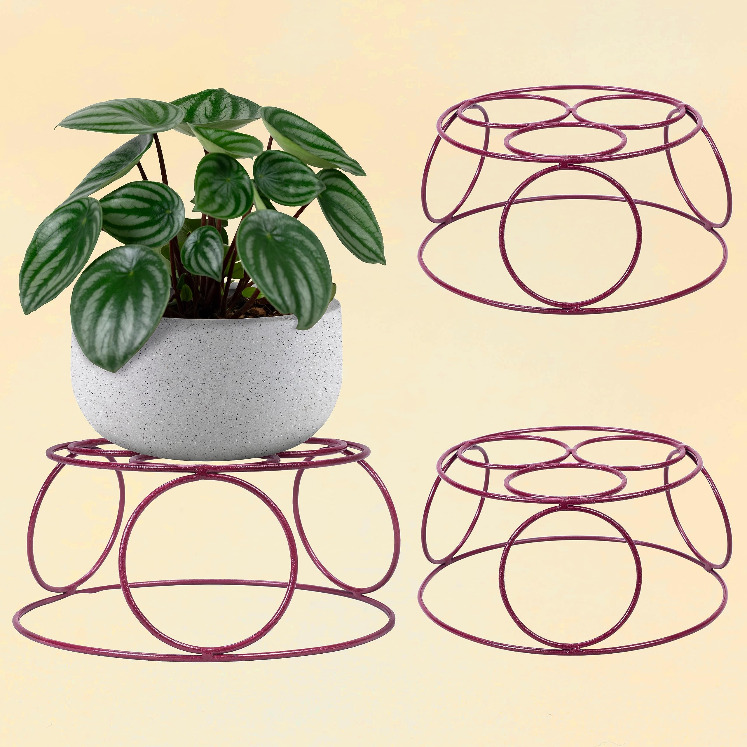 WEIRD WOLF Elegant Iron Metal Plant/Pot Stand for Indoor & Outdoor Use | Set of 3 | Maroon (B0C8VFYX6X) Amazon Price History, Amazon Price Tracker