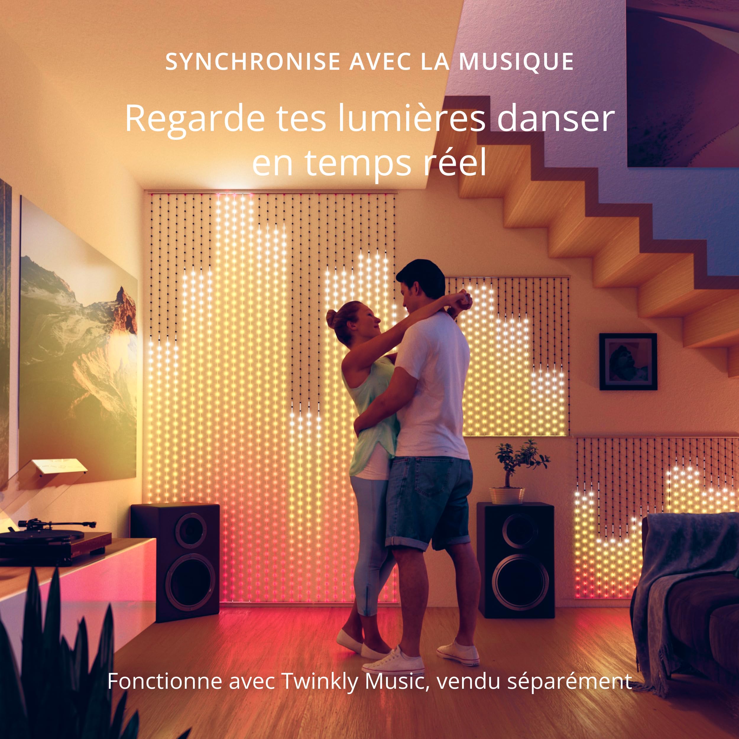 Twinkly Matrix 480 LED RGB, Rideau LED Haute Densité, Lumières Smart Gaming RGB, Compatible avec Razer Chroma, Omen, Alexa, Google Home, Lumières Gaming, Contrôle App, Fil Transparent, 1m x 1m