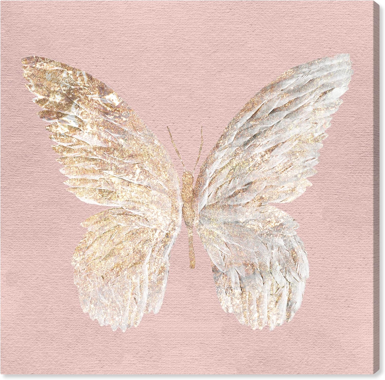 Oliver Gal Golden Butterfly Blush Canvas Print Wall Art for Living Room, Bedroom, and Bathroom, 16" x 16", Gallery Wrapped