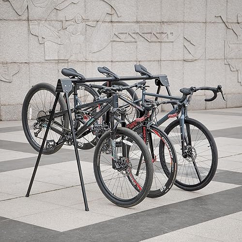Miniatura 7 de CXWXC Soporte para 3 bicicletas, soporte portátil para almacenamiento de bicicletas, para interiores y exteriores, soporte de bicicleta para