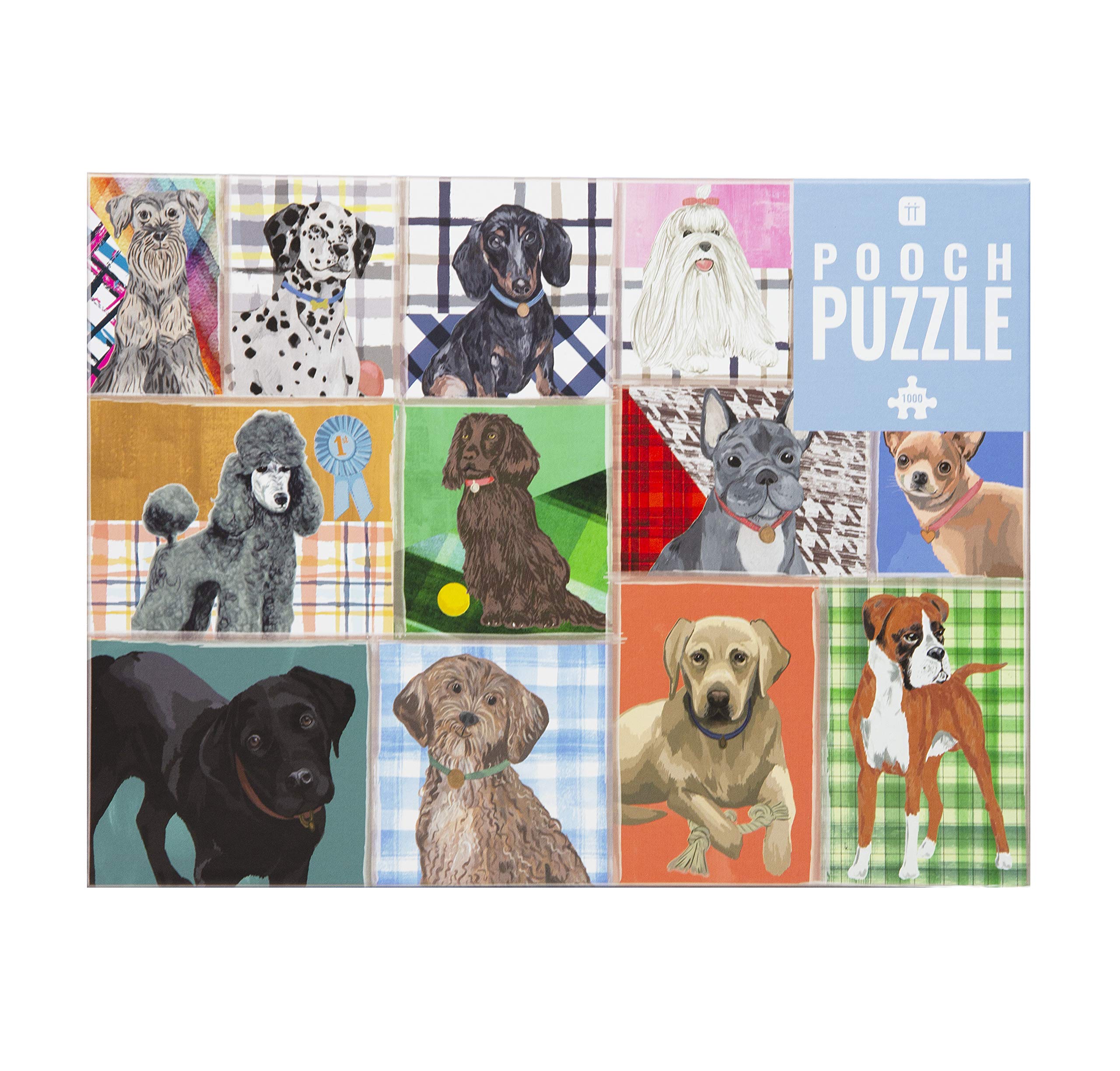Talking Tables 1000 Piece Dog Jigsaw Puzzle - Illustrated Breeds with Matching Poster & Trivia Sheet, Gift for Dog Lovers, Adults & Kids