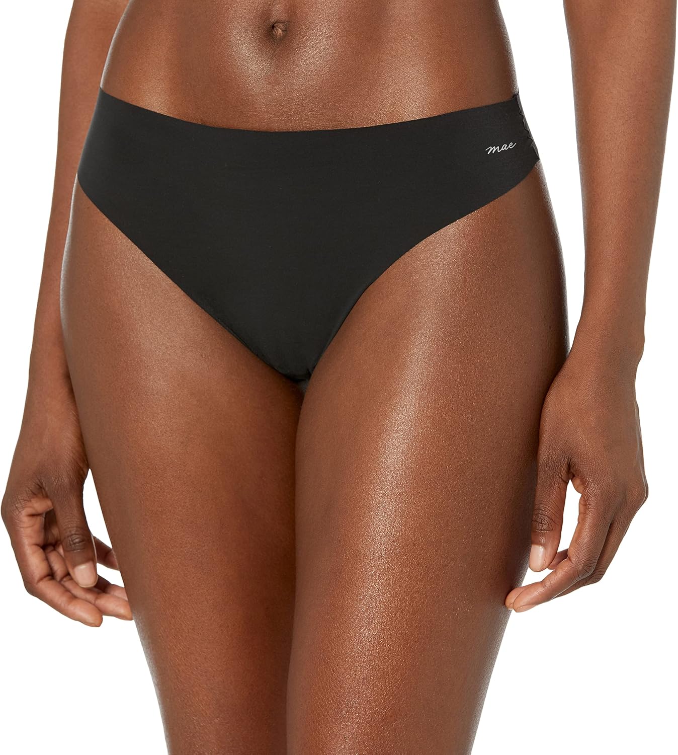 Amazon Brand - Mae Women's Sueded Infinity Edge Thong Underwear, 3 Pack