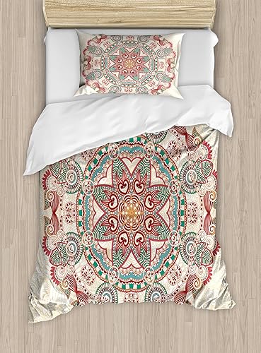 Miniatura 527 de Ambesonne Juego de funda de edredón de brújula, ilustración de mapa del mundo, marinero marítimo, equipo de vida monocromático, juego de ropa