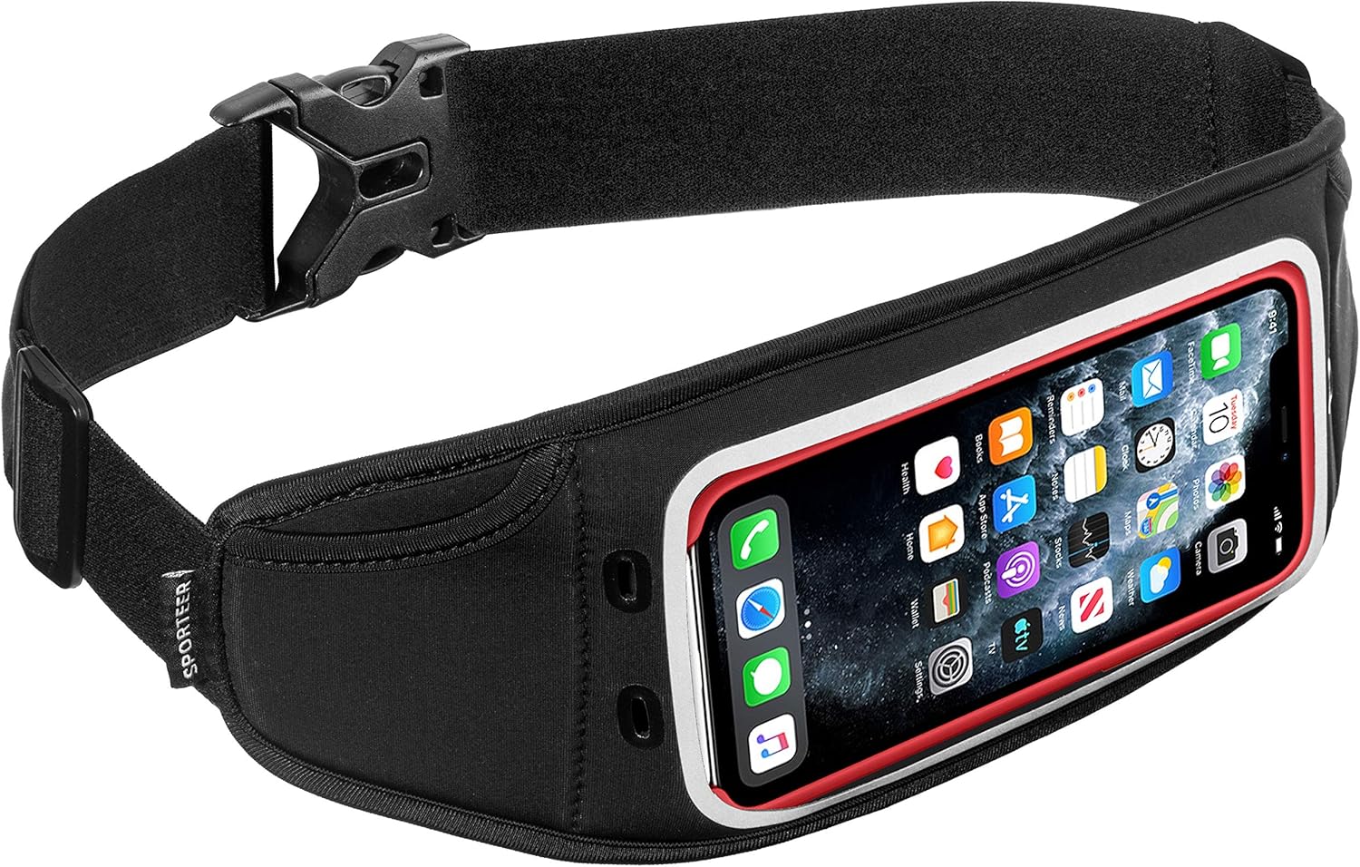 Sporteer Zephyr Ultra-Slim Running Belt - Minimalist Waist Pack for iPhone 17, 16, 15 Pro Max, Plus, Galaxy S26, S25 - Low-Profile Fitness Pouch for Slim Cases & Bare Phones
