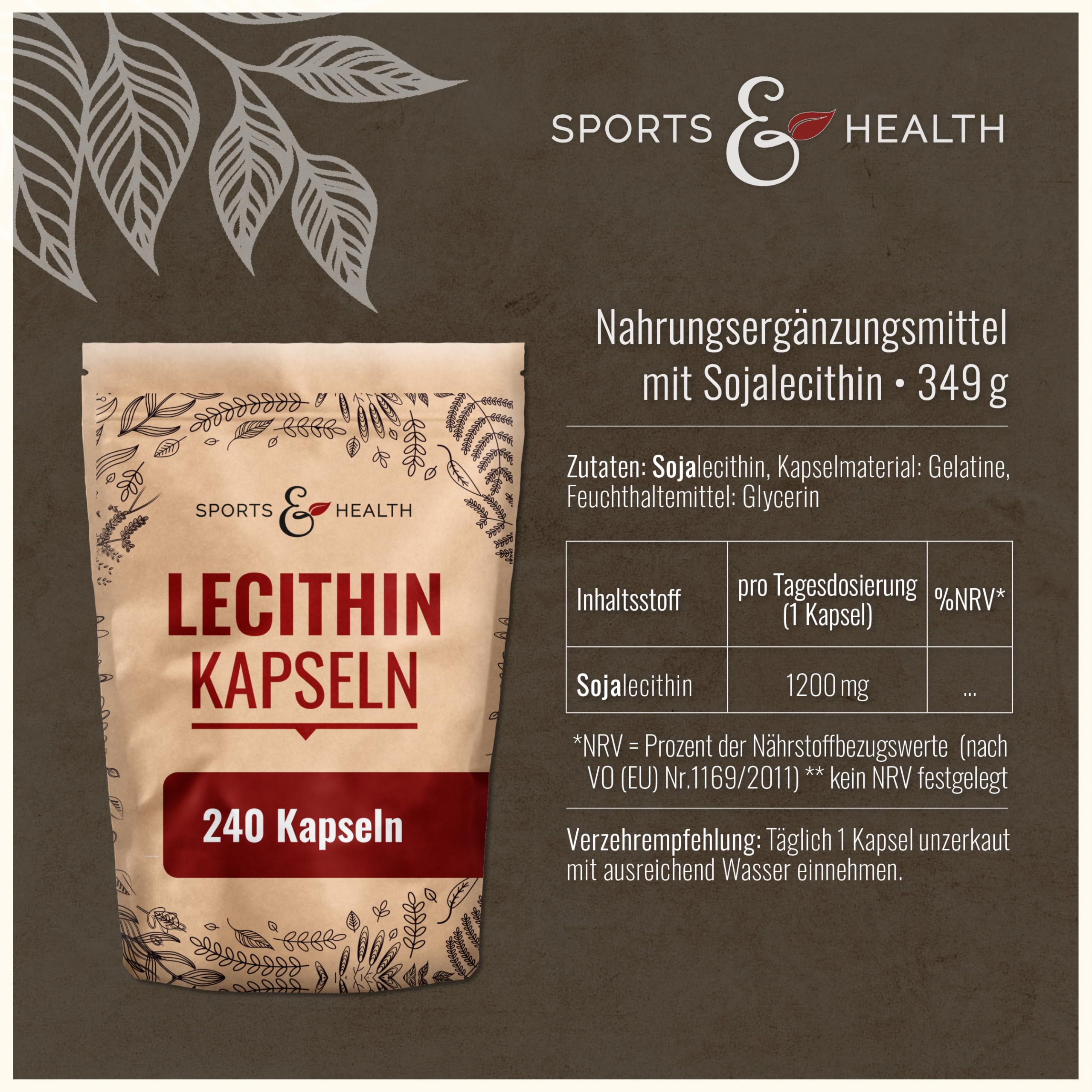 Lecithin Softgel Kapseln hochdosiert - 240 Stück 1200 mg pro Tagesdosis (Packung mit 2)