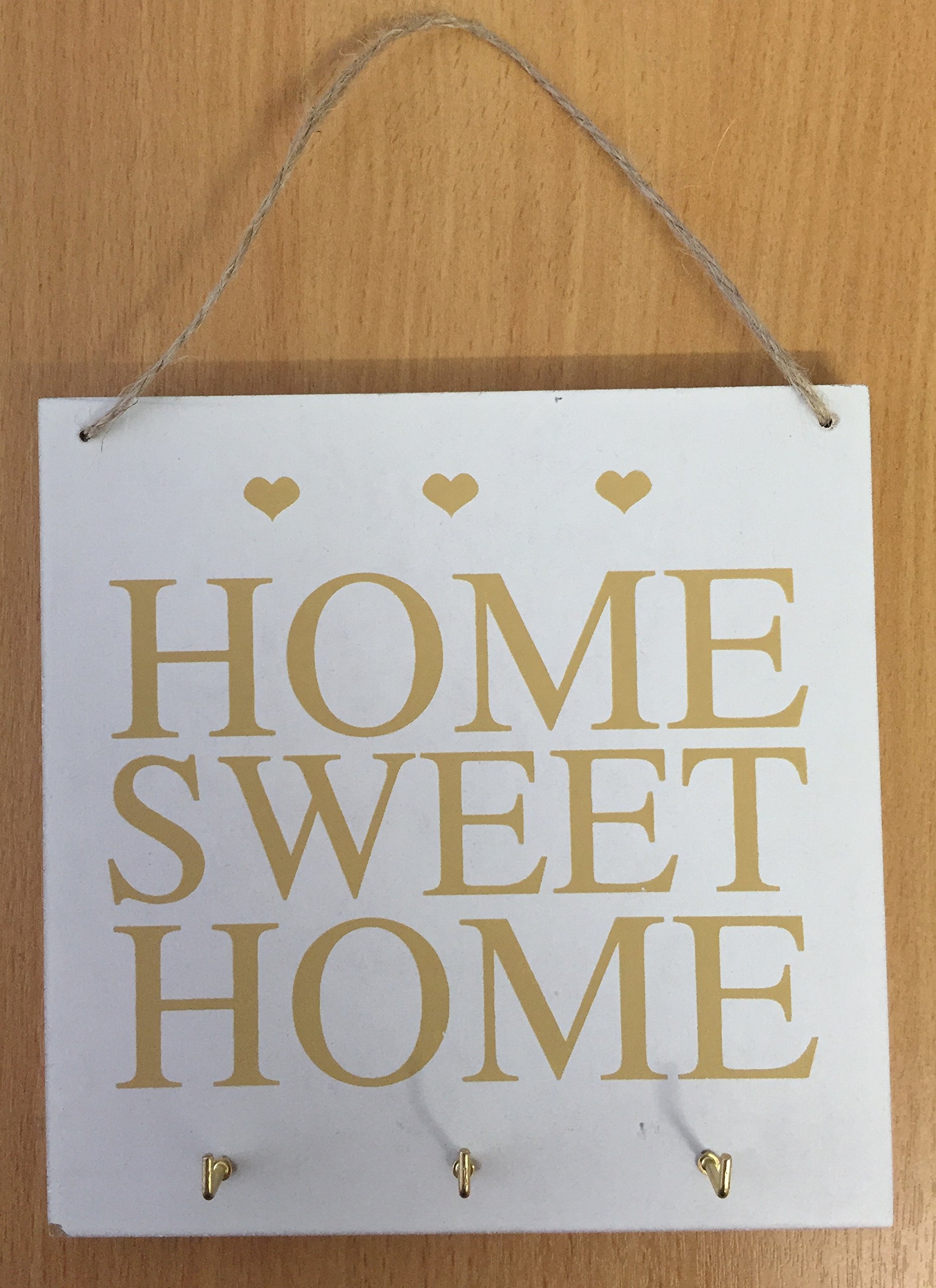 Anker International Wood Hanging Plaque with Hooks, Cream, 10 x 10 x 1 cm