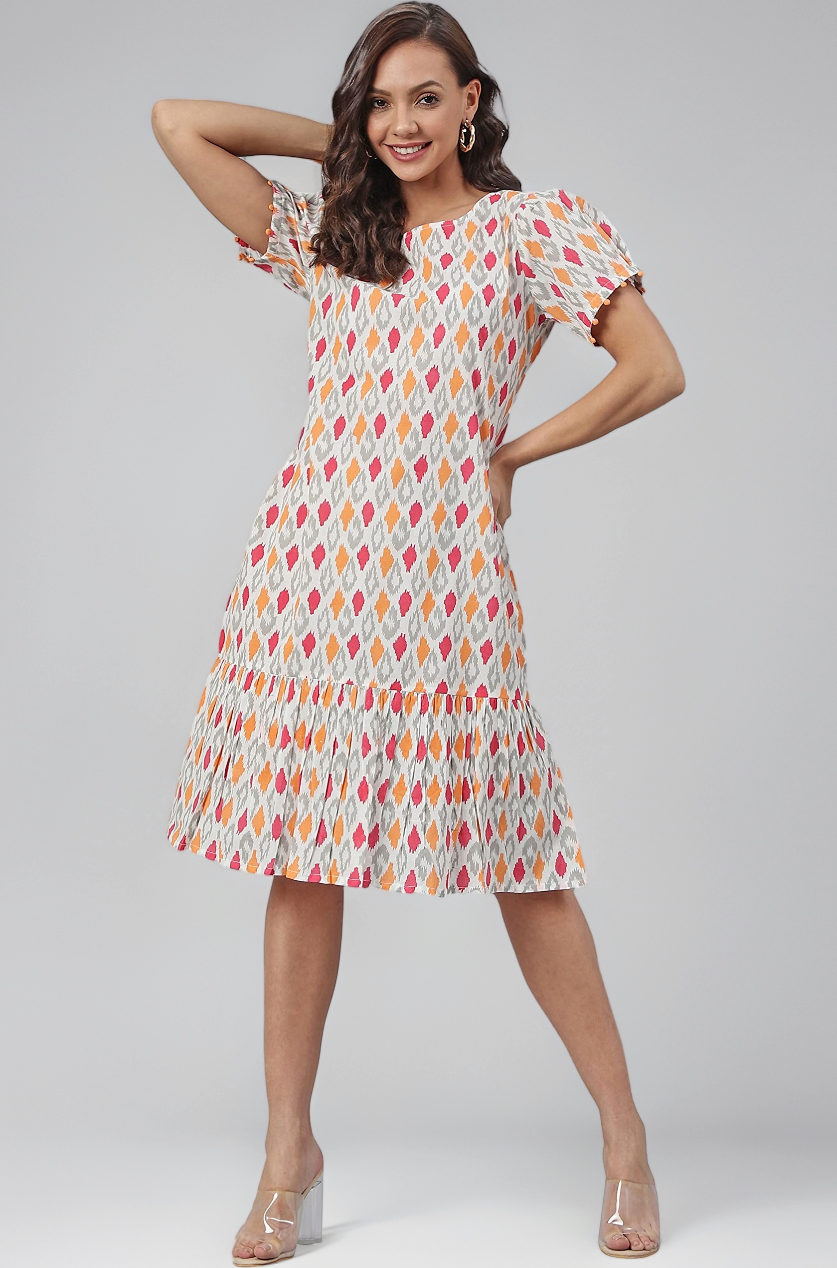 Women's Cotton Printed A-line Western Dress