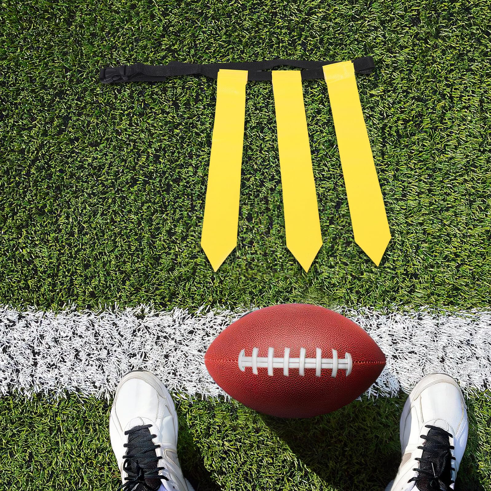 GALPADA 2 Cinturones de Flag Football Ajustables para Adultos y Jóvenes Set con Banderines Amarillos y Rojos de Nailon y PVC Kit Deportivo Portátil con Bolsa de Almacenamiento para