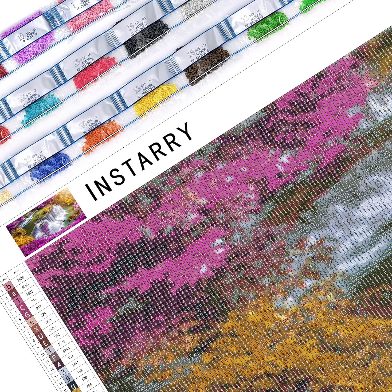 Instarry 5D DIY Diamond Painting Large Size Full Drill Forest Waterfall Rhinestones Cross Stitch Wall Decorations for Living Room Art Set 39.4x19.7 inch