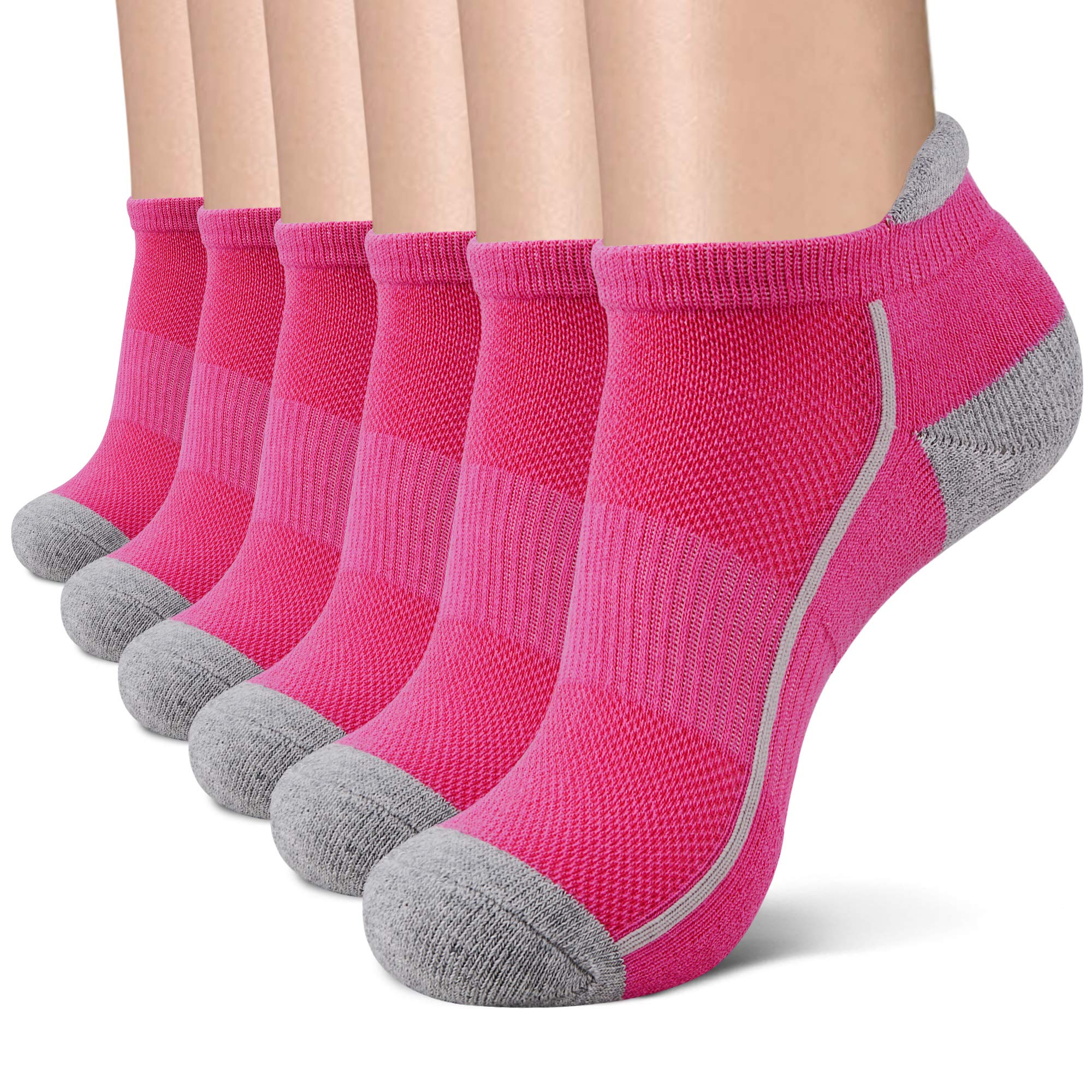 Womens Low Cut Running Socks Performance Ankle Athletic Cushioned Tab Sock 6 Pack