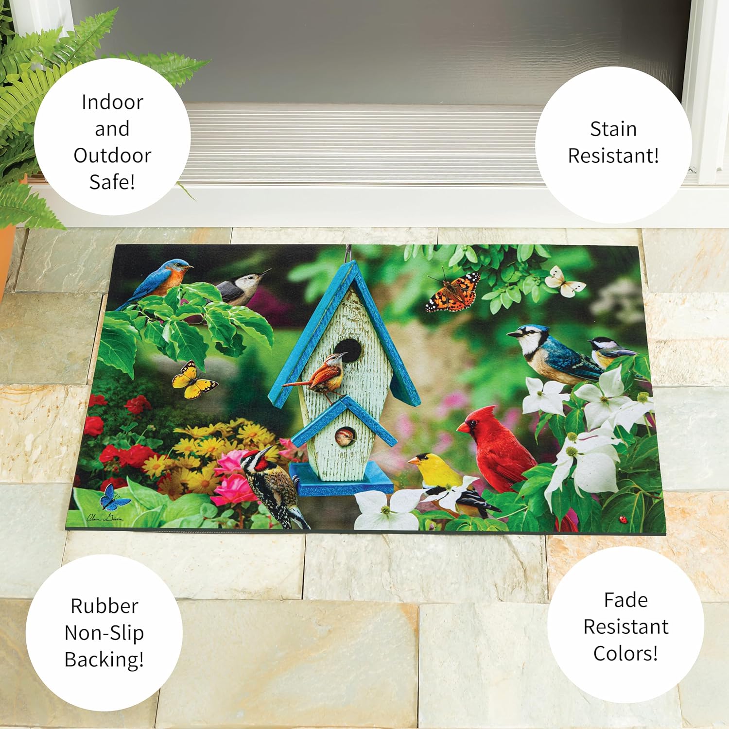 Evergreen Flag Summer Song Sassafras Estate Door Mats, 30 x 18 Inches Sassafras Doormats for Front Door Outdoor Entrance, Indoor Welcome Mats for Entryway