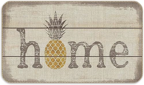 Tapete con temática de piña para el porche del hogar, 17 x 30 pulgadas, decoración vintage de piña de verano, parte trasera de goma antideslizante,