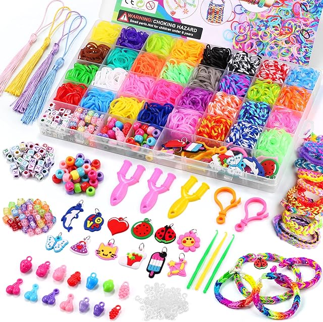 Loom Bands Set, Ecbrt 2700+ 36 Colors Rubber Loom Bands Kit for Bracelets DIY Colorful Rubber Bands Starter Set with Accessories for Kids Girls Boys Birthday Christmas DIY Crafting Gift