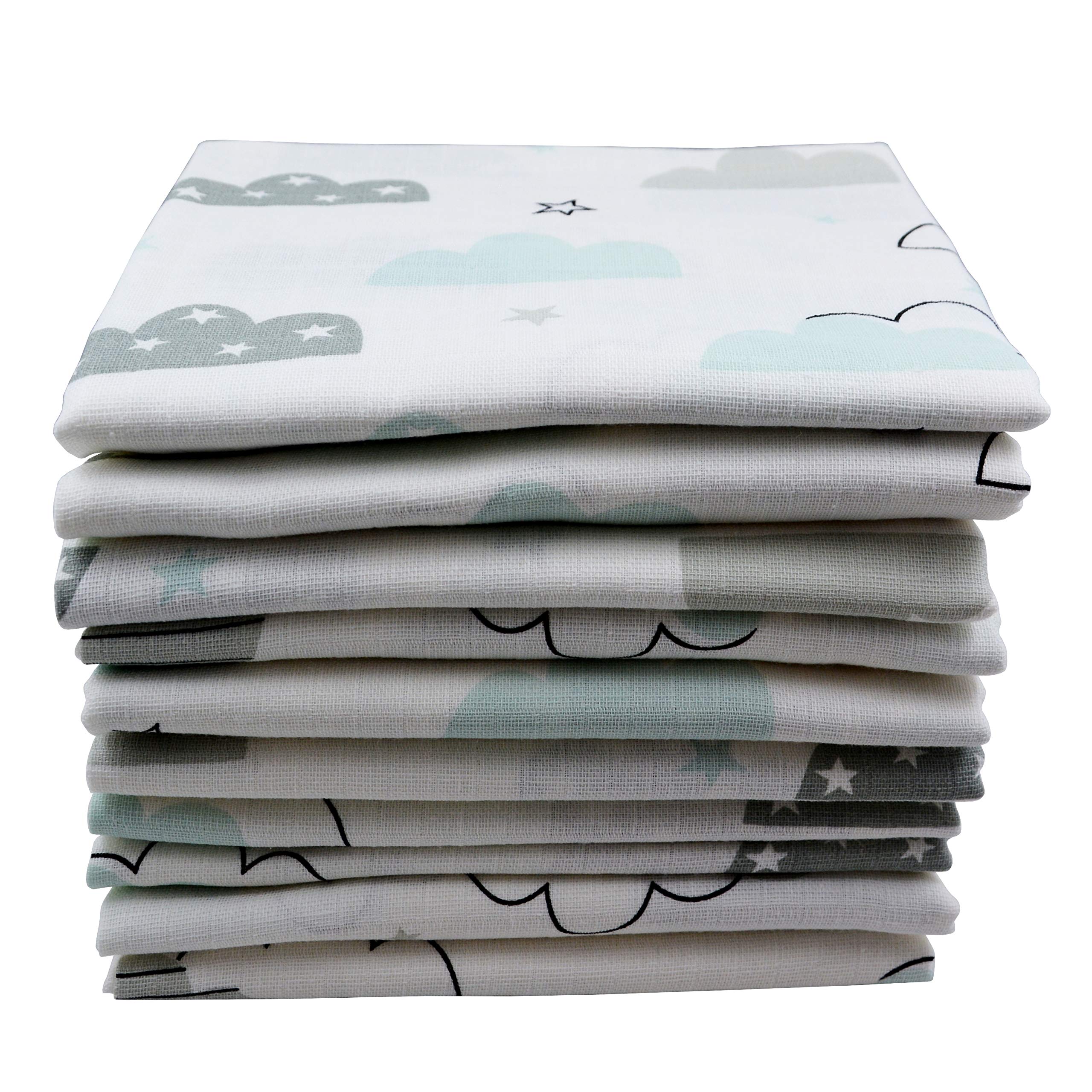 Clevere Kids Baby-collection Langes Bébé En Mousseline De Coton Colorées | Lot De 10 | 70 X 80 Cm | Double Tissage | Oeko-Tex | Fabriqué Dans L'UE (Unisex