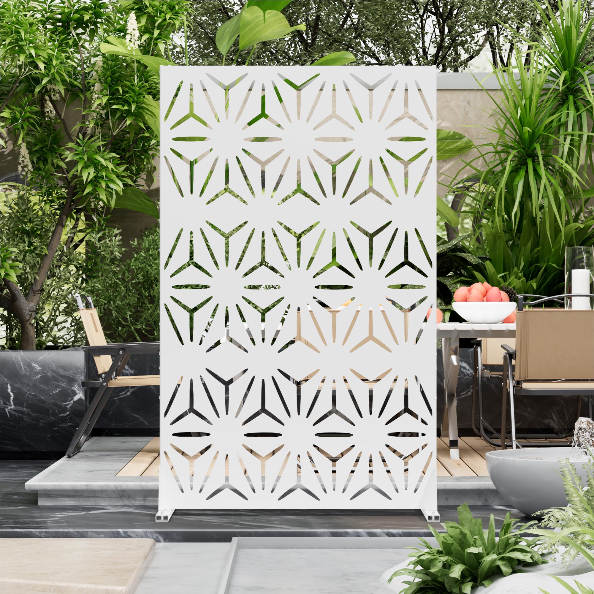 Bevivog 72 H x 44 W White Flower Privacy Screen