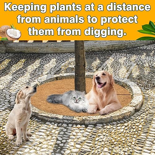 Miniatura 6 de ZeeDix Paquete de 3 Anillos de Mantillo de Fibra de Coco, Anillo de Mantillo de Árbol de Fibra de Coco de 30 Pulgadas, Tapete de Mantillo, Tapete