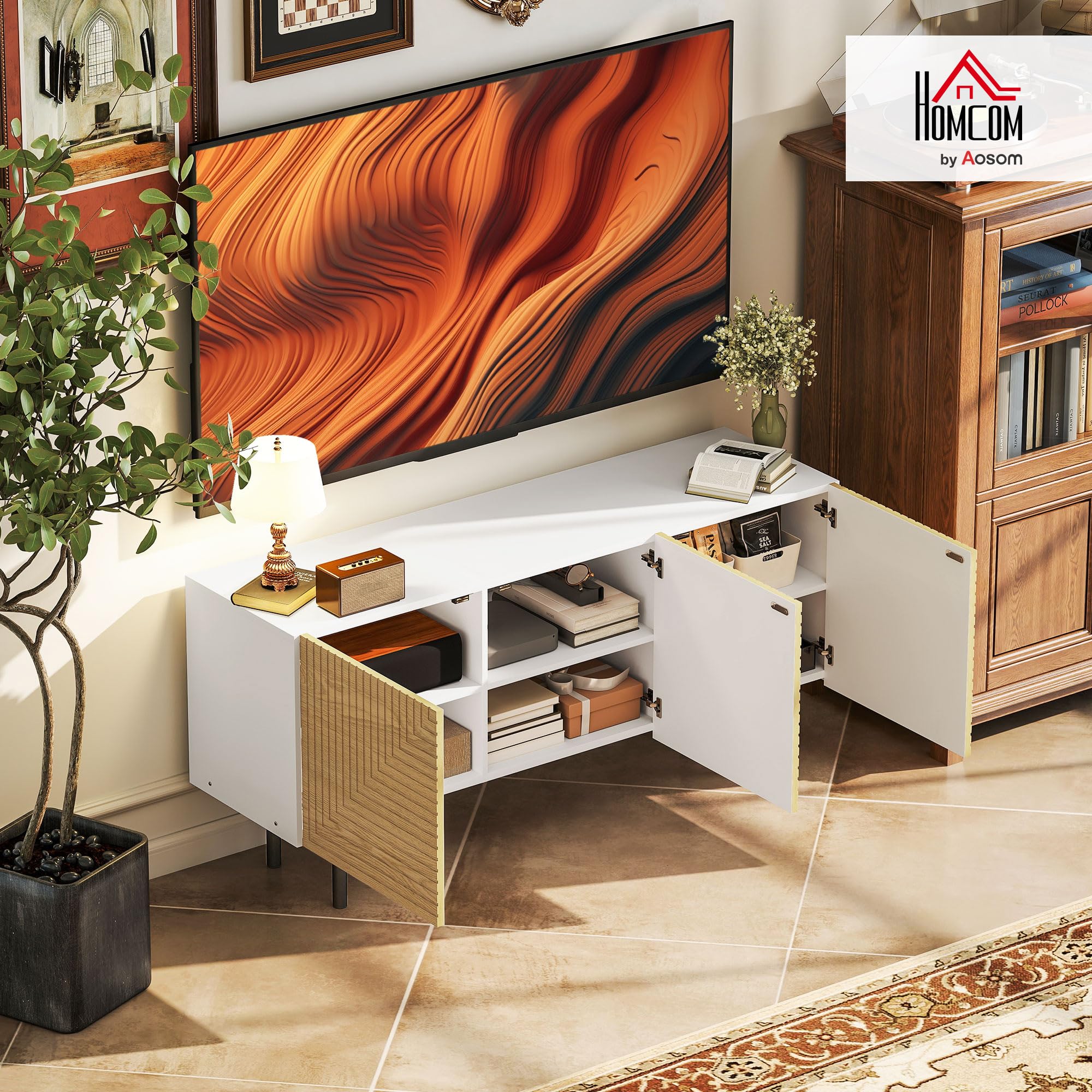 Supporto Anti Vibrazioni TV Legno HOMCOM Bench 65 Pollici - Dettaglio