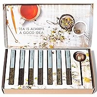 Vista 4 de Thoughtfully Gourmet, juego de regalo de infusión de terapia de té, 7 sabores únicos e infusor de bolas de cobre reutilizable, juego de té de hojas