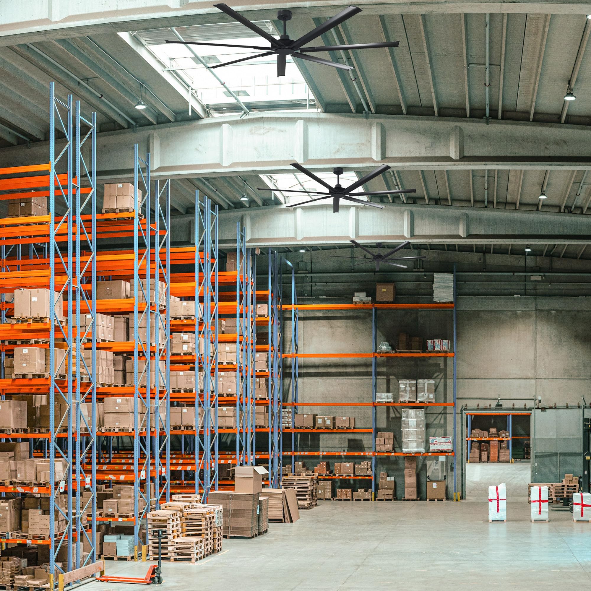 100 Inch Ceiling Fans without Lights Industrial Black Large Ceiling Fan No Light for Living Room Shop Garage — view 2