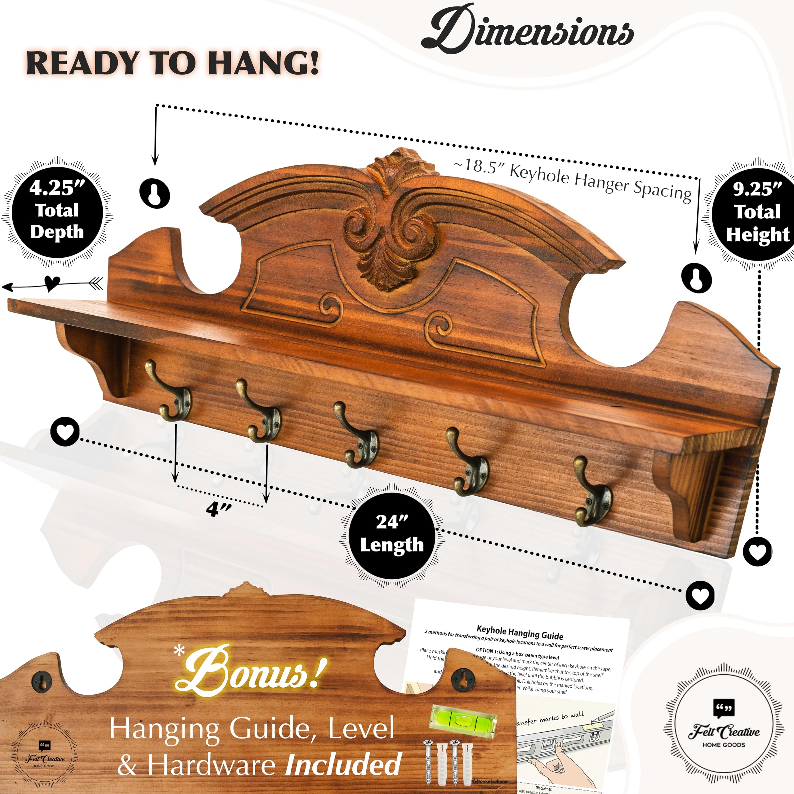 Coat Hanger Wall Mount with Shelf - Gorgeous 24