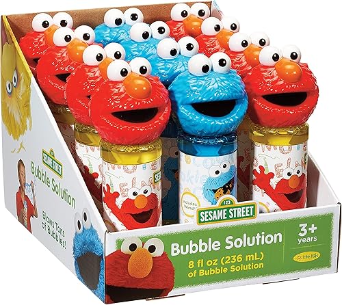 Miniatura 5 de Little Kids Sesame Street Elmo & Cookie Monster - Paquete de recuerdos de fiesta de personajes de burbujas y varita de 8 onzas, 12 unidades,