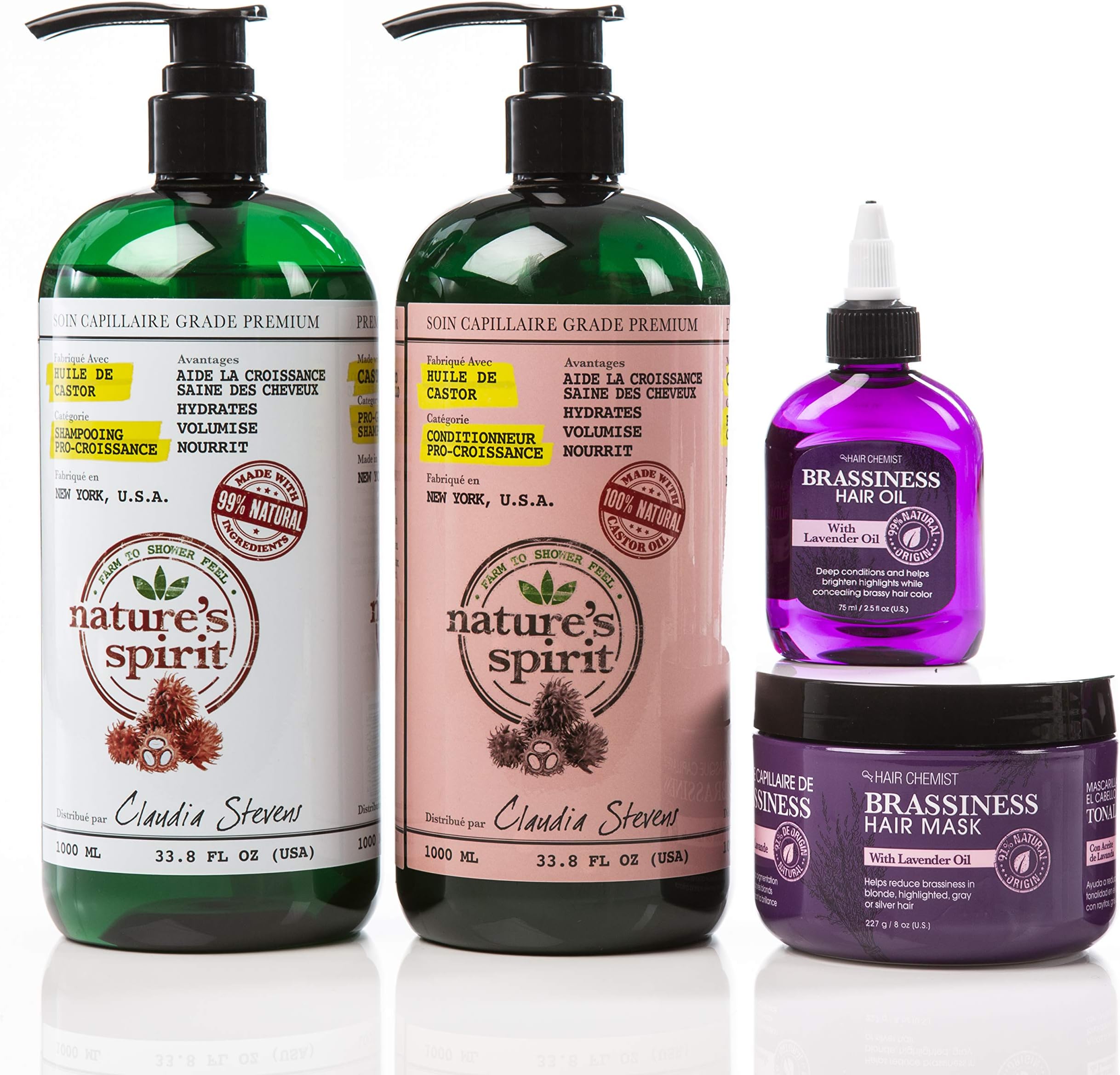 Natures Spirit Pro-Growth and Anti-Brassiness Hair Care 4 Piece Set
