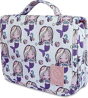 Hanging Travel Toiletry Bag for Women and Girls, Teenage Waterproof Bathroom Bag, Cute Glitter Mermaid Shower Cosmetic Bag...