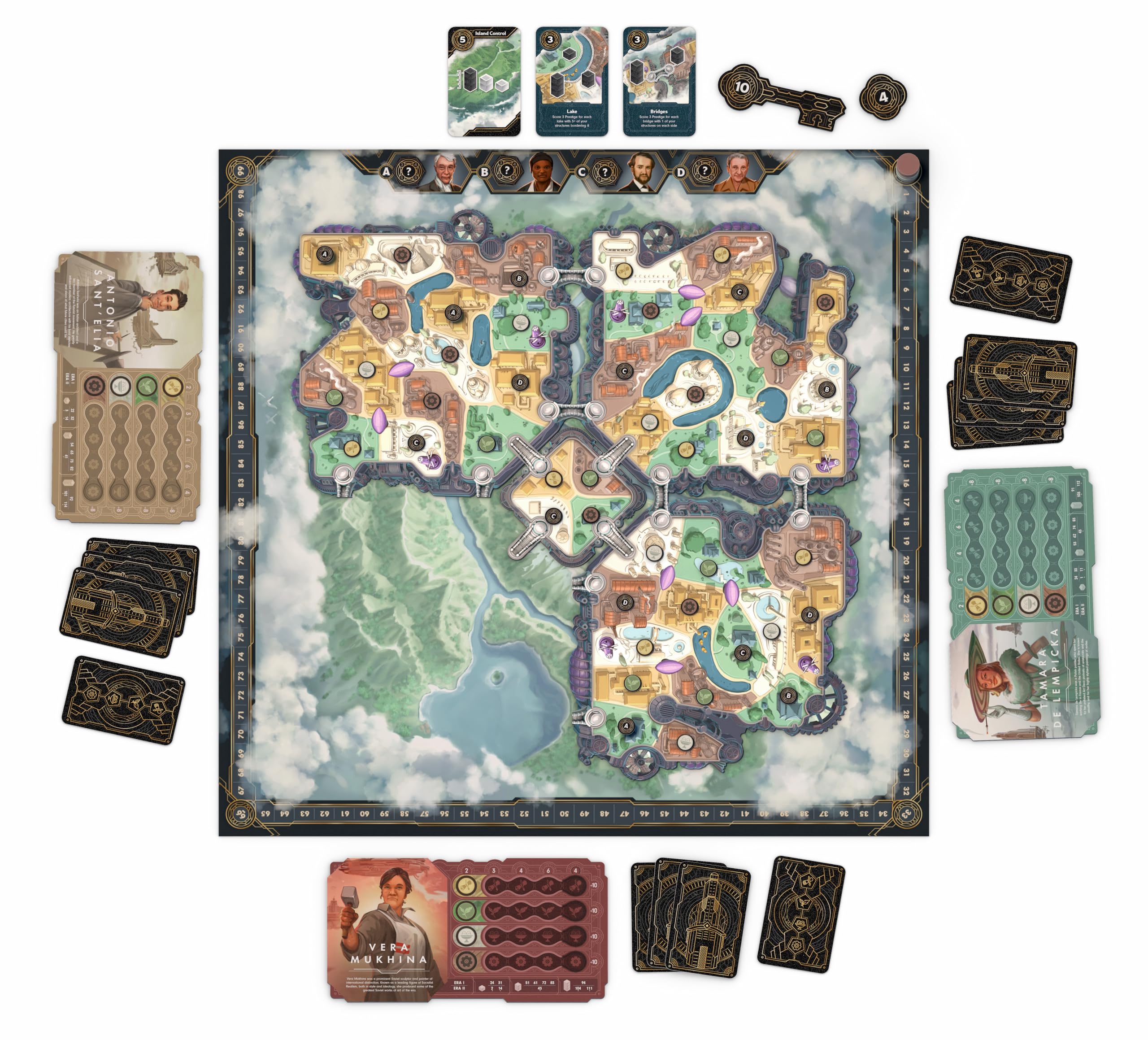 Lucky Duck Games - SKYRISE - Jeu de Société Stratégique et Artistique - Jeu de Bluff, Enchères & Construction - Cité Aérienne Unique - 2 à 4 Joueurs - 30-90 Min - Dès 14 Ans - Version Française