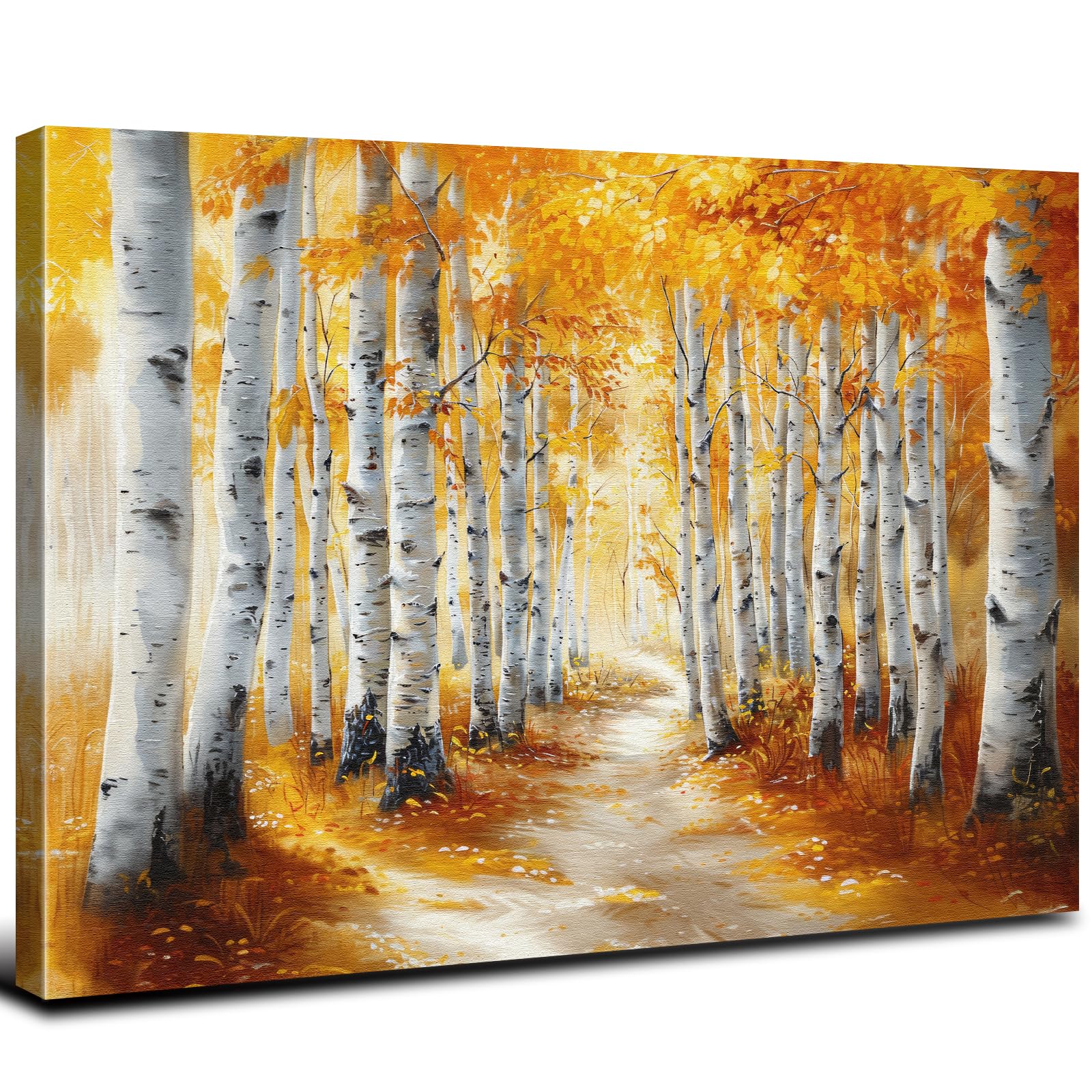 AREBOLOBirch Tree Wall Art Fall Wall Decor Forest Scenery Canvas Prints Picture for Living Room Office Bedroom Autumn Poster Watercolor Aspen Trees Painting Woodland Artwork Home Decorations 12x16”