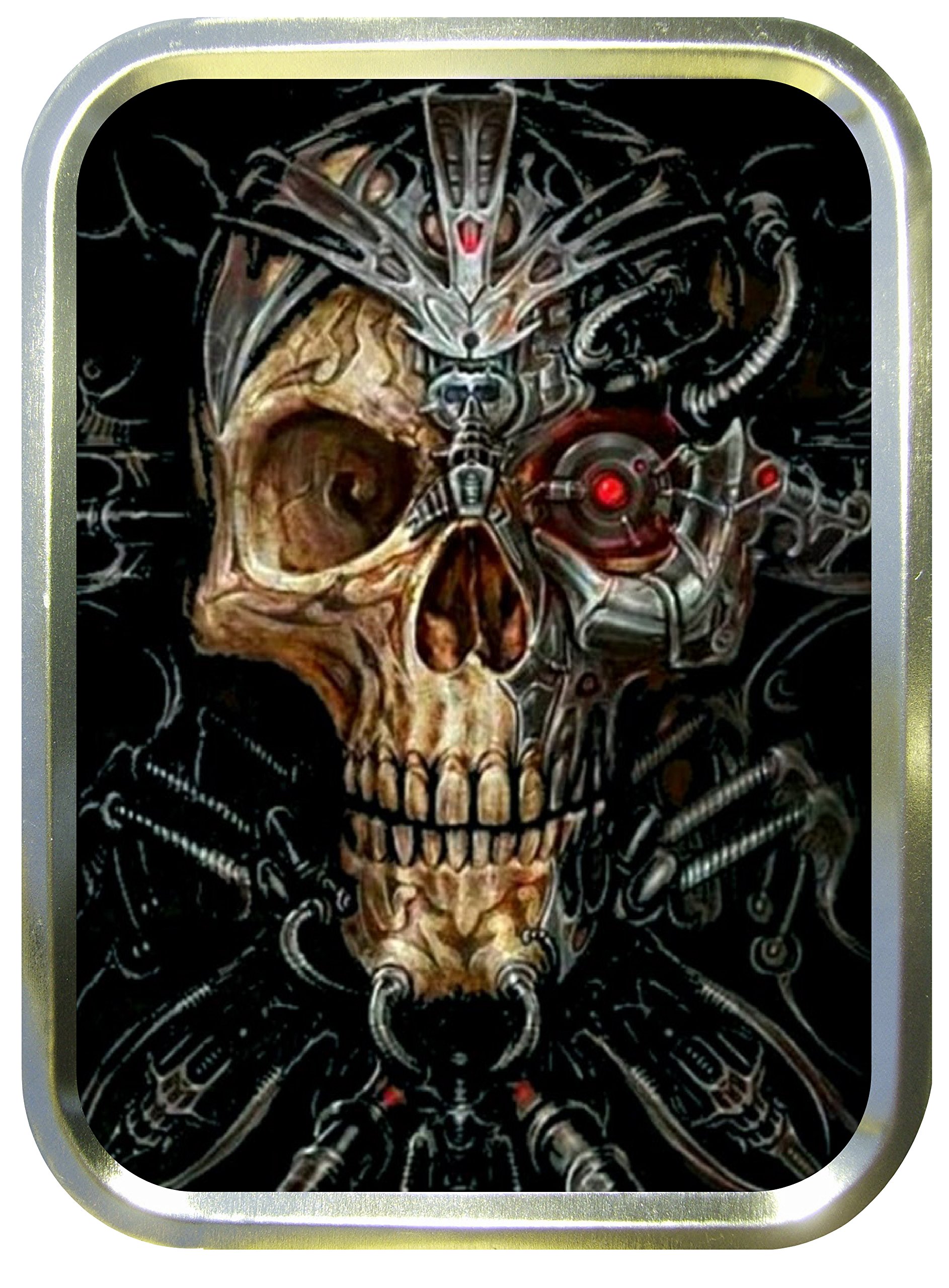 TEEZ Skull Droid 2oz gold tobacco tin, Storage box