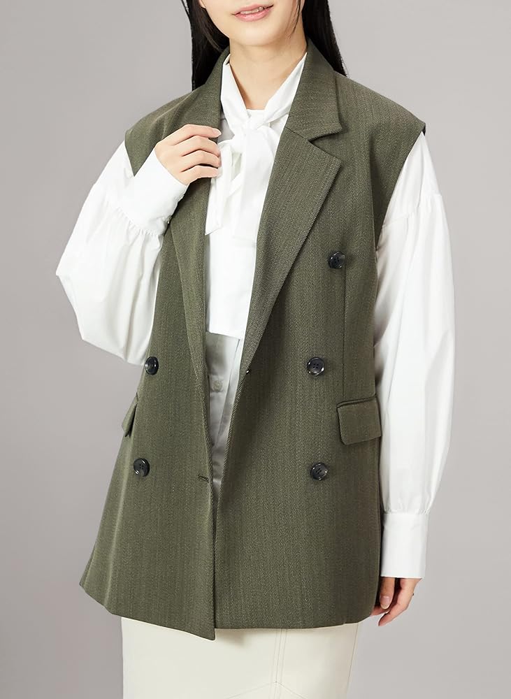 DT♪VAIMY マットな質感のダブルブレストブレザー 関税込 アウトレット】2wayストレッチ トロピカルダブルブレスト