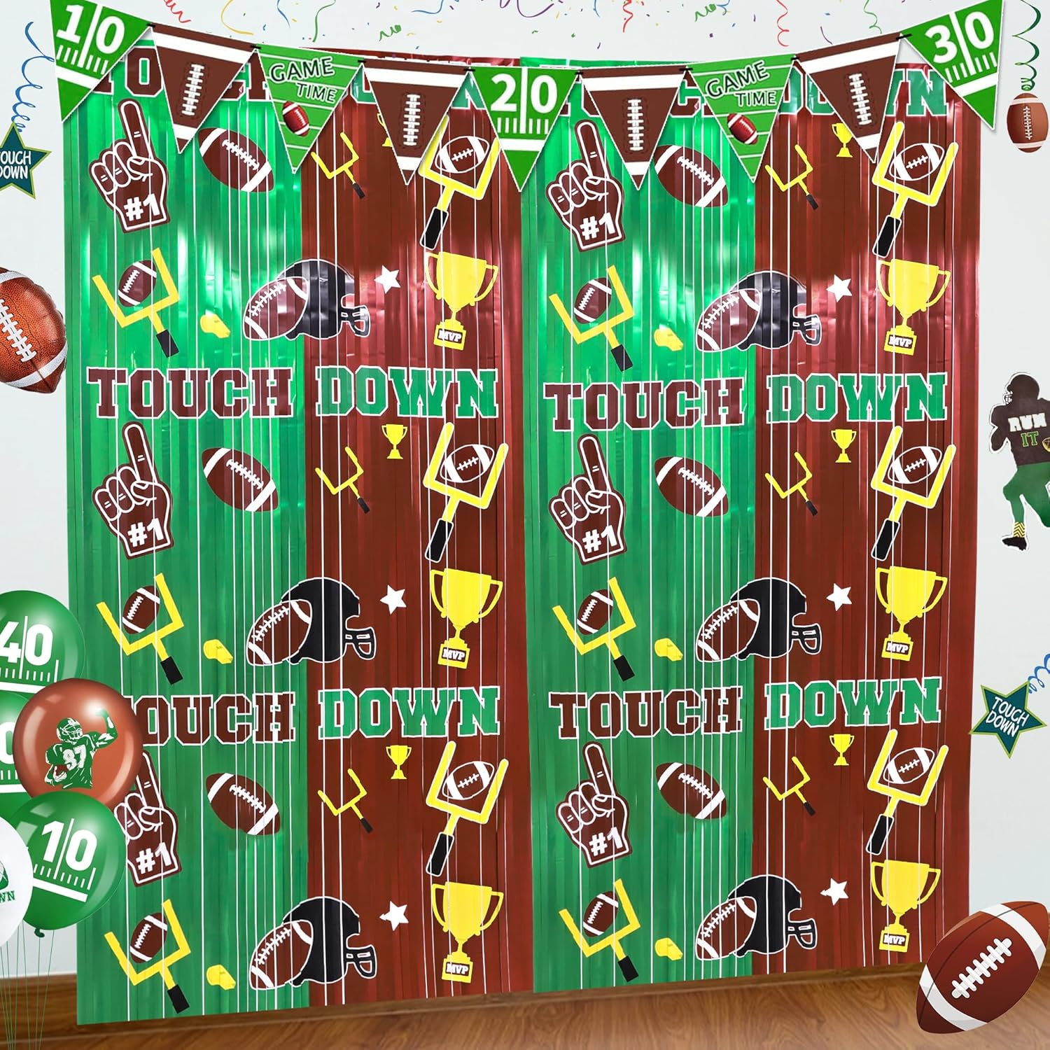 Superbowl Football Party Decorations Foil Fringe Curtains