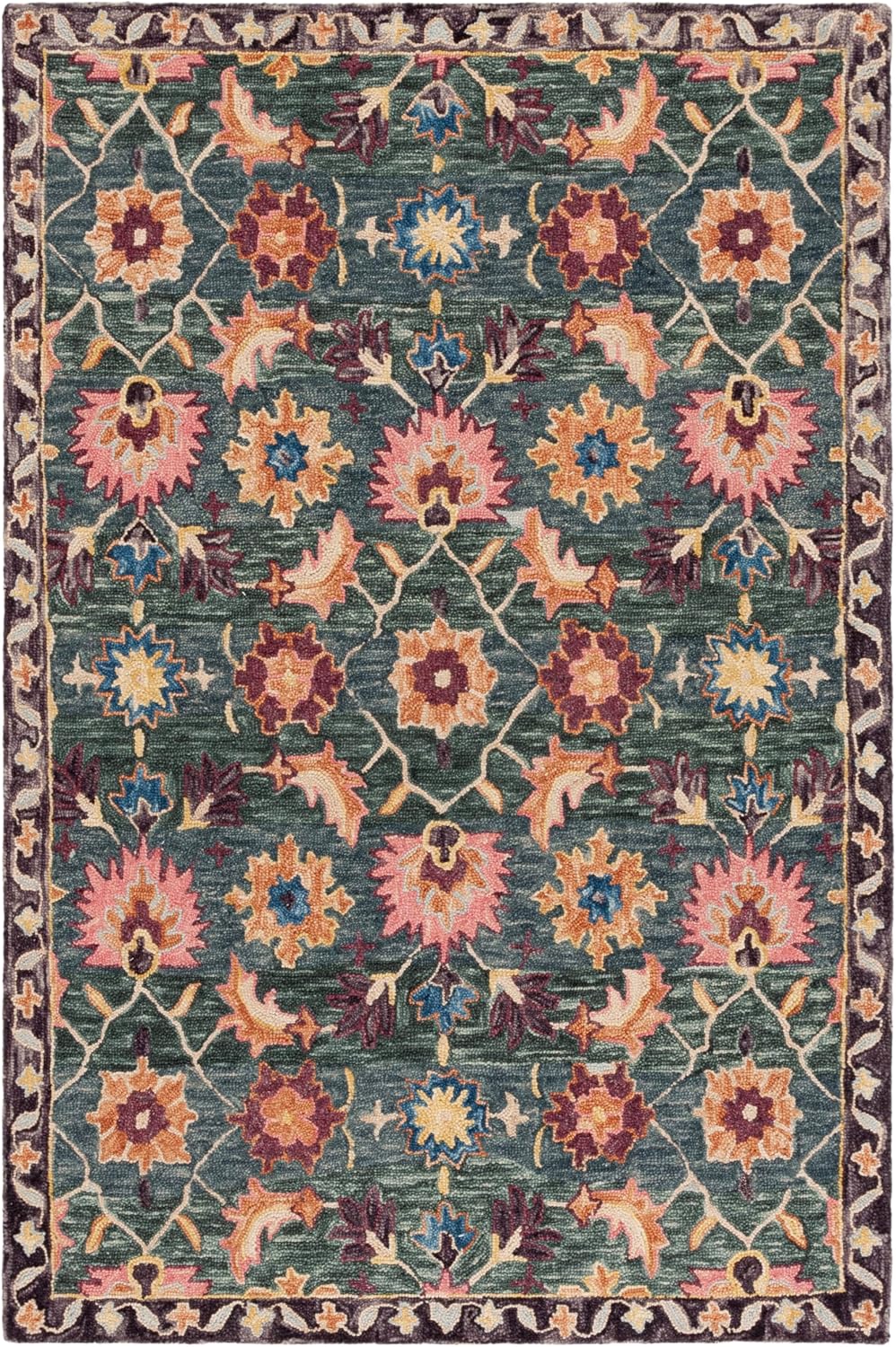 Safavieh Area Rug 8x10 - Aspen Collection - Large - Teal & Pink, Handmade Wool, Ideal for Living Room, Bedroom, Office, Dining Space (APN103J)