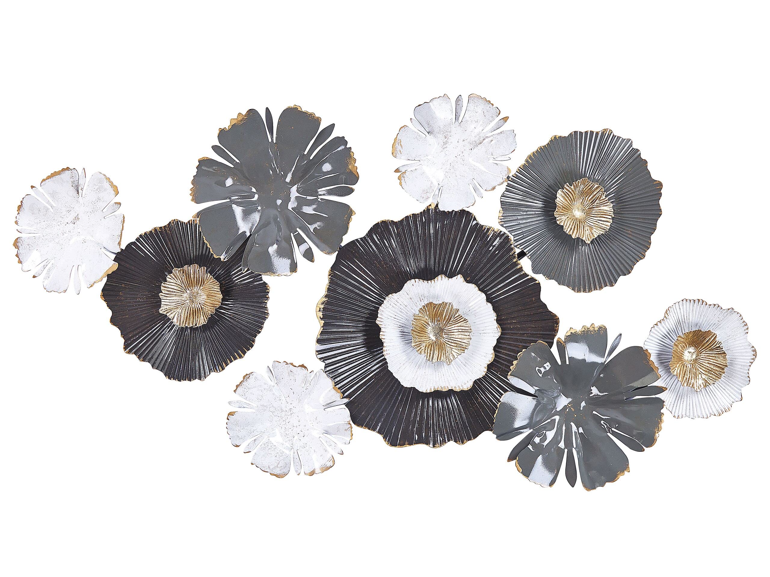 Beliani Wanddekoration Blumen Metall weiß/grau einteilig handgemacht Modern Potassium