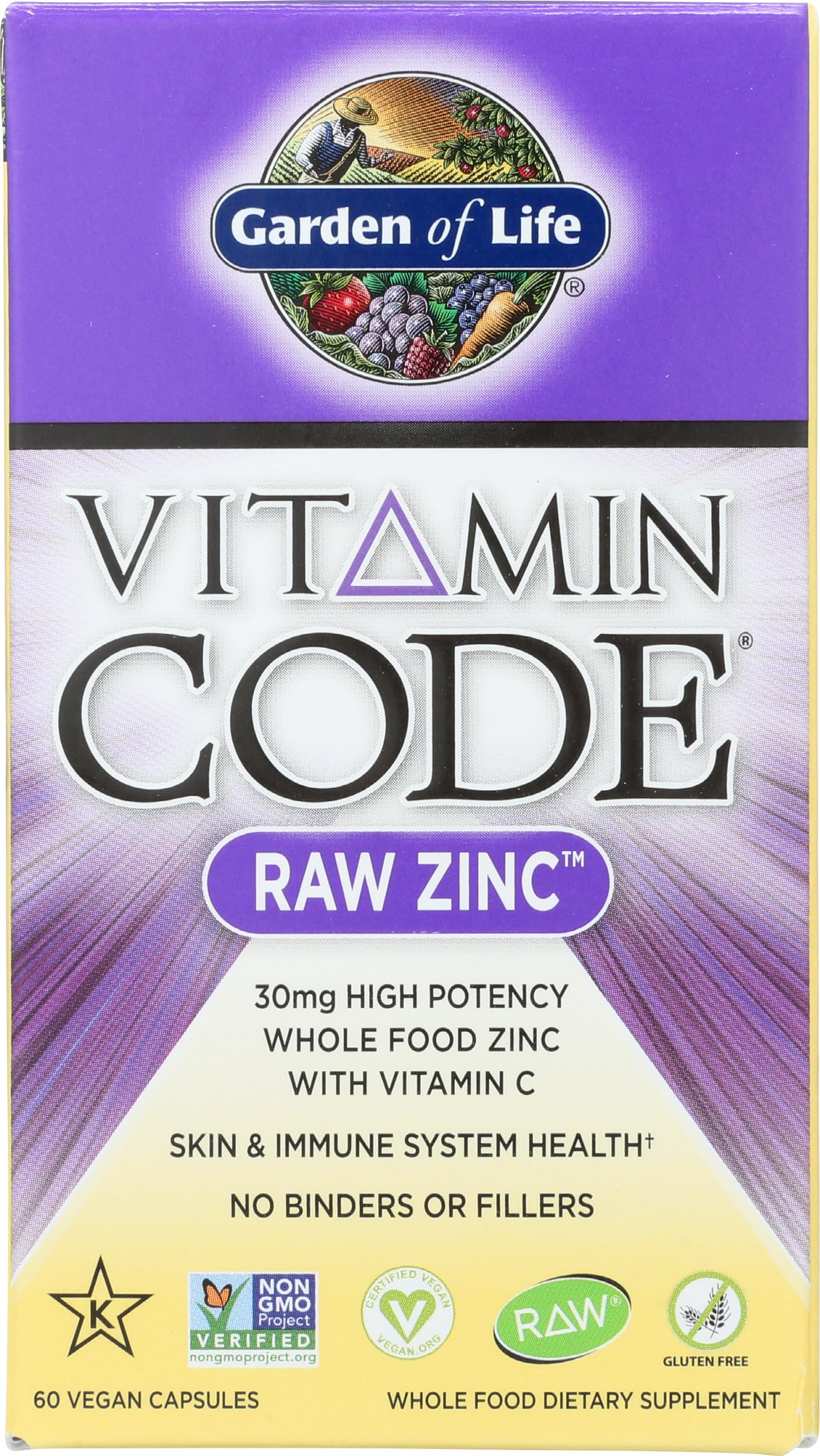 Garden of Life Vitamin Code Zinc Vegan Capsules, 60 CT 60 Count (Pack of 1)