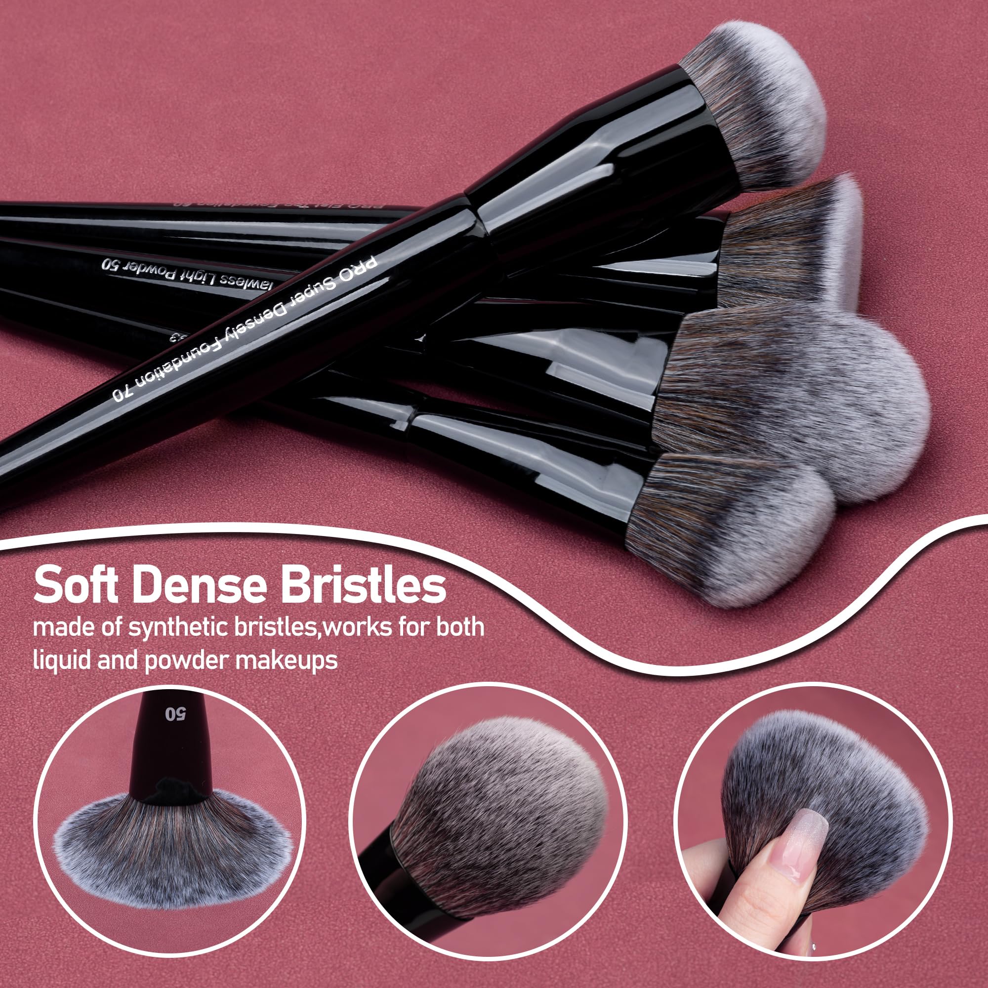 Bueart Design 32Pcs PRO Grade Makeup Brushes Set with Super large Holder, Premium Ultra-soft Synthetic Foundation Contour Powder Blush Concealer Eyeshadow Classic Black Make up Brush