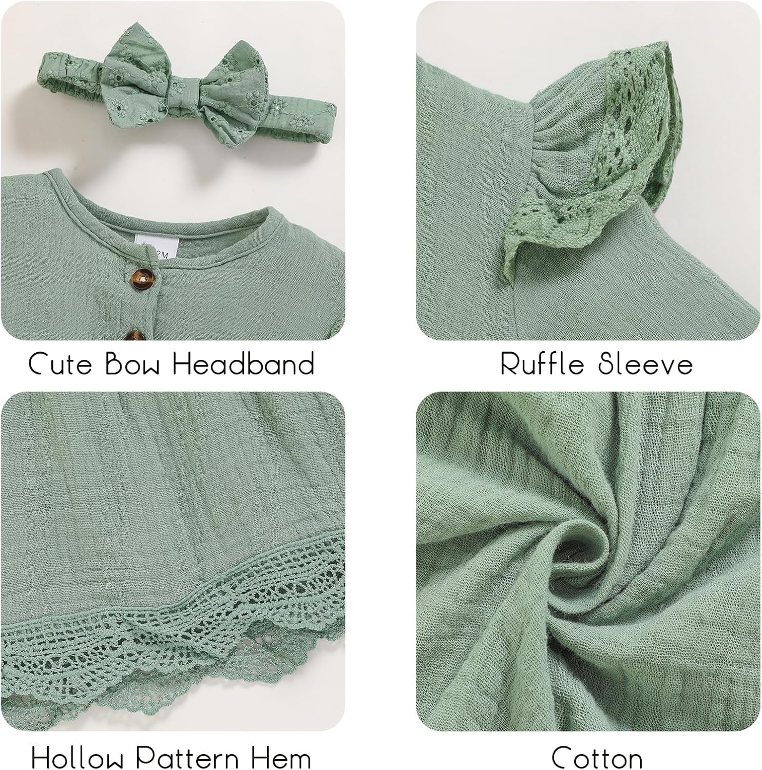 Sinhoon Toddler Fall Dress Baby Girl Dress Ruffle Long Sleeve Toddler Girl Dress Smocked Baby Fall Dresses with Bow Headband - Image 5