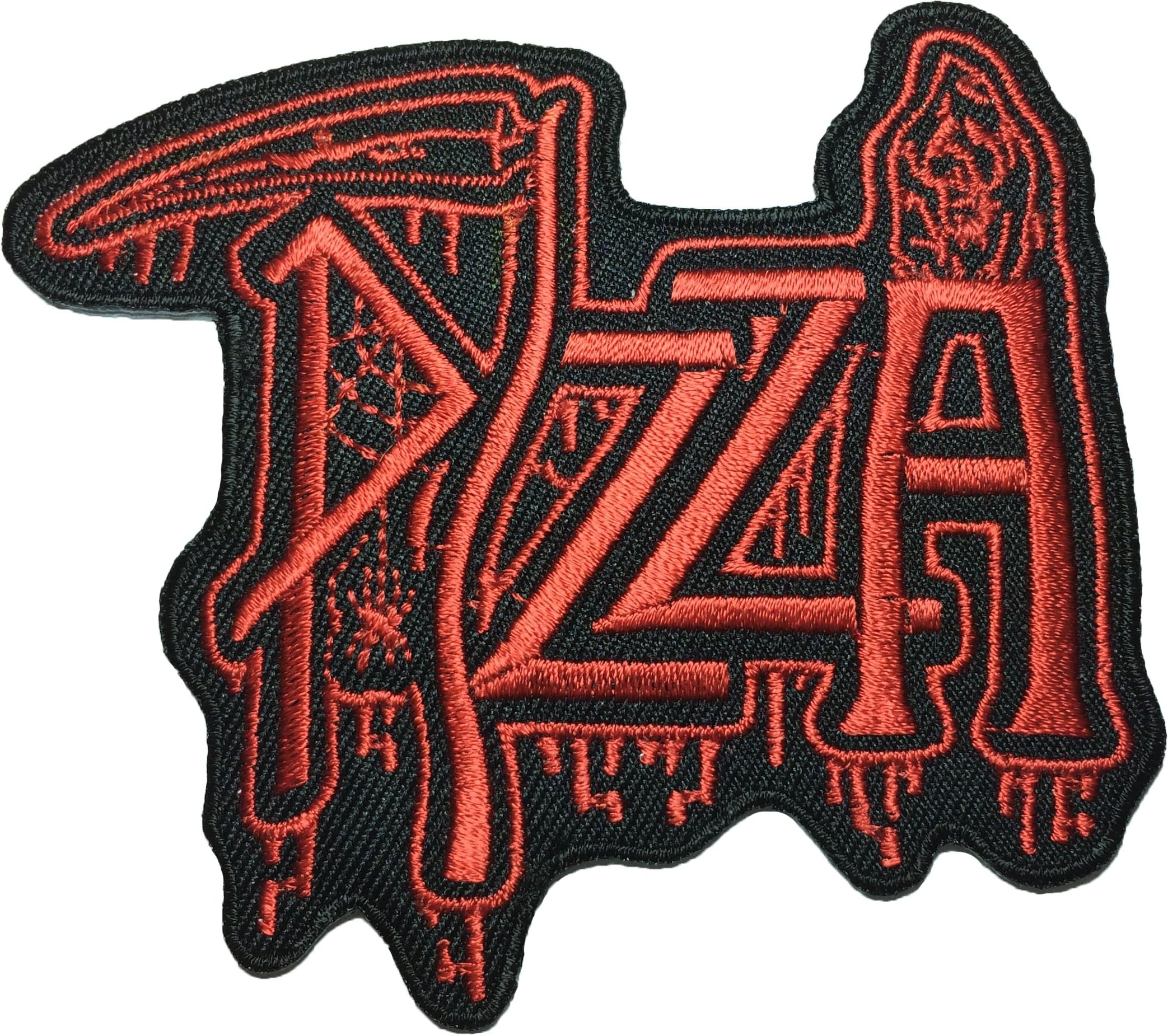 Dead pizza patch (RED) 9 x 8cm biker heavy metal Logo Jacket Vest shirt hat blanket backpack T shirt Patches Embroidered Appliques Symbol Badge Cloth Sign Costume Gift