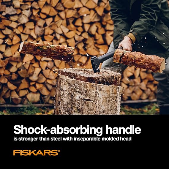 Fiskars X27 Super Splitting Axe, 36 Wood Splitting Axe for Medium to Large Size Logs with Shock-Absorbing Handle, Split Firewood, Forged Steel Blade, Bushcraft Gear and Camping Hatchet