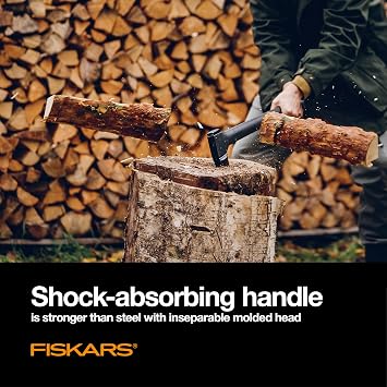 Fiskars X27 Super Splitting Axe, 36 Wood Splitting Axe for Medium to Large Size Logs with Shock-Absorbing Handle, Split Firewood, Forged Steel Blade, Bushcraft Gear and Camping Hatchet