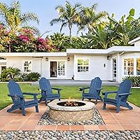 Vista 11 de LUE BONA Juego de sillas plegables Adirondack de 6, sillas de patio resistentes al fuego de color marrón oscuro HDPS, sillas modernas de plástico