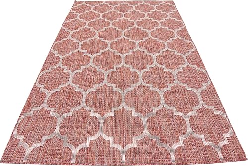 Miniatura 6 de Unique Loom Trellis Collection - Alfombra de uso exterior con diseño marroquí, de transición, para interiores y exteriores, colo aguamarina