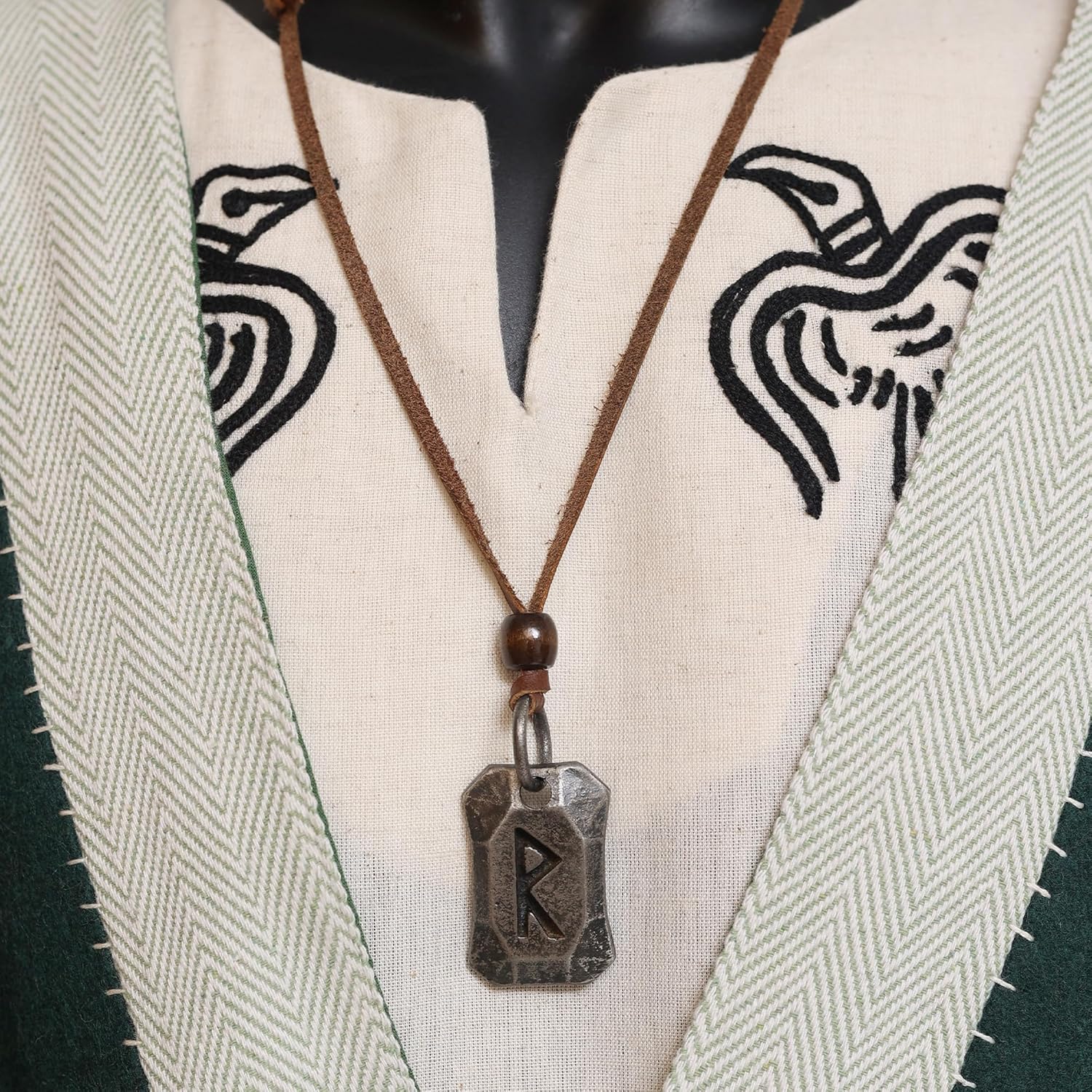 Viking Runes Pendant | Rune Necklace with Adjustable Leather Cord | Nordic Jewelry for Men & Women, Valentine Gift - Image 3