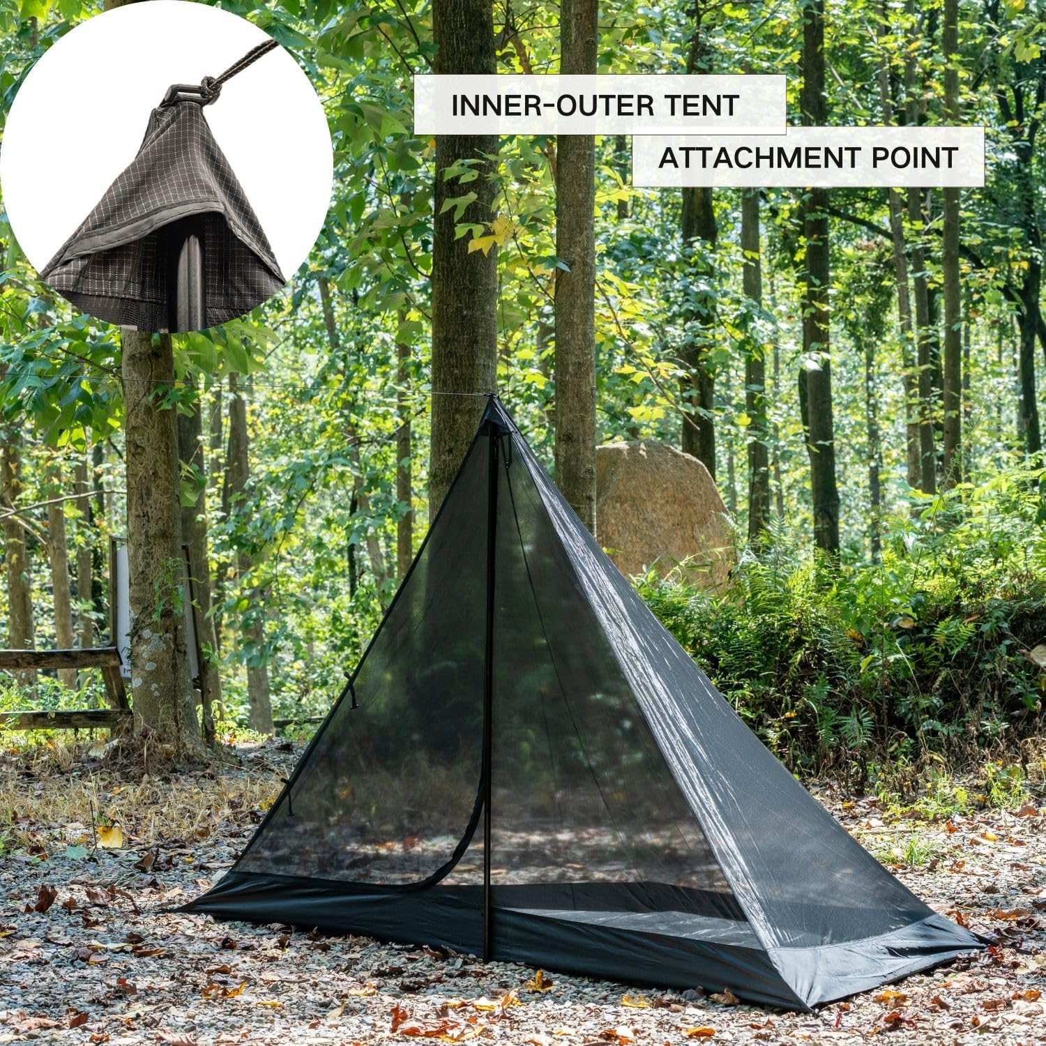 Half Inner Mesh Tent for Tipi Hot Tent with Waterproof Floor 1 Person, General Size
