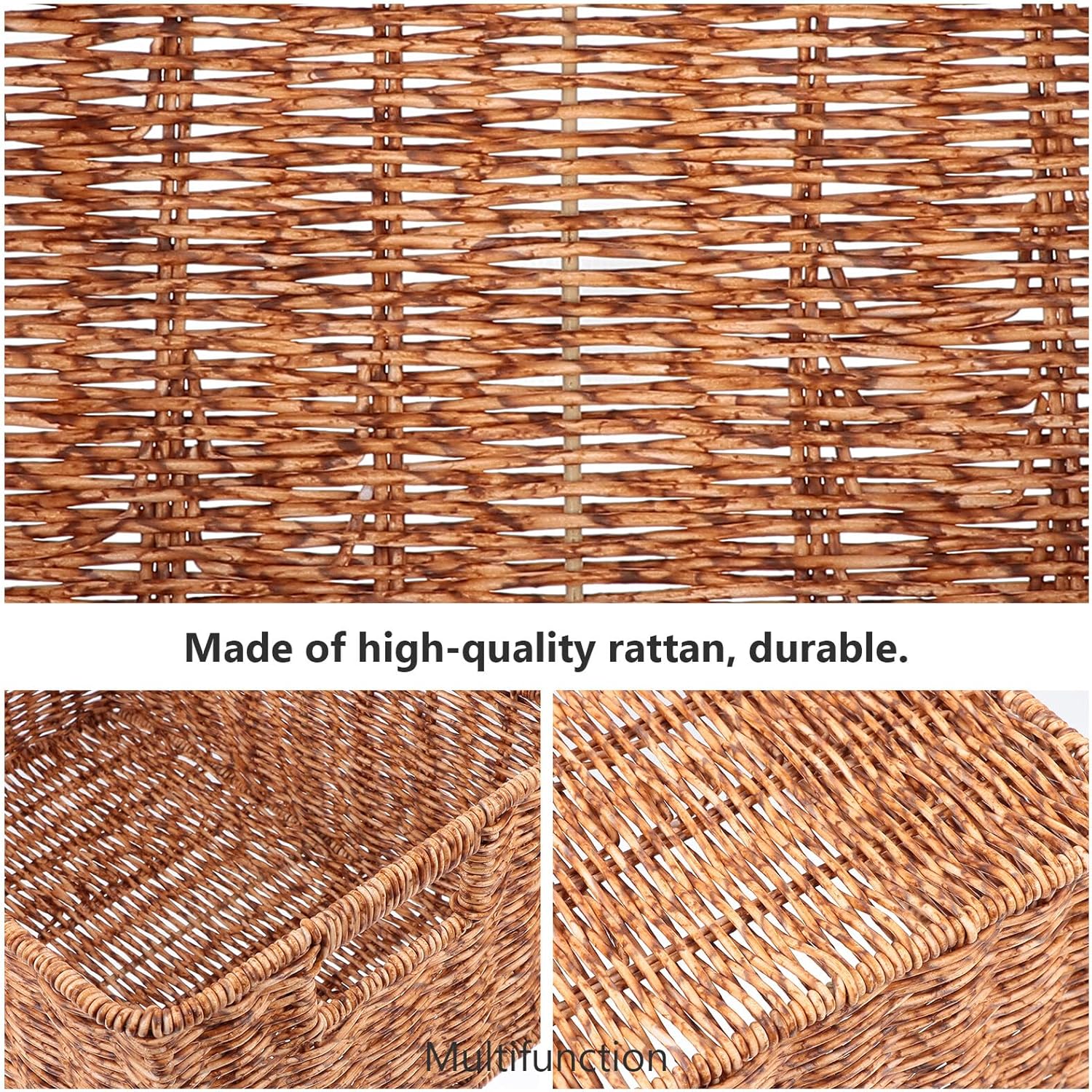 KALLORY Woven Clothes Storage Basket Medium Size, Rattan Closet Basket Household Storage Container Organizer for Home Daily Use