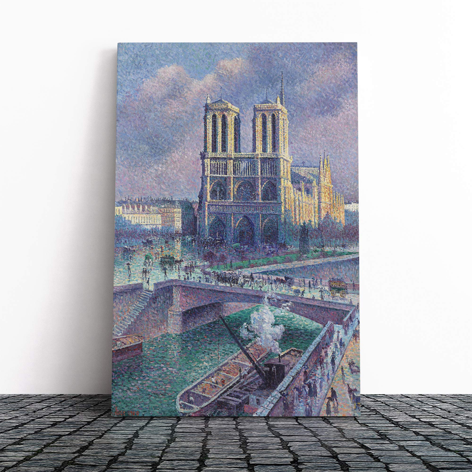 Maximilien Luce Notre-Dame Paris Canvas Print | Gallery Wrapped 30mm Frame Wall Art | 30x20 inches | Ready to Hang | Modern Picture | Living Room Bedroom Lounge Office