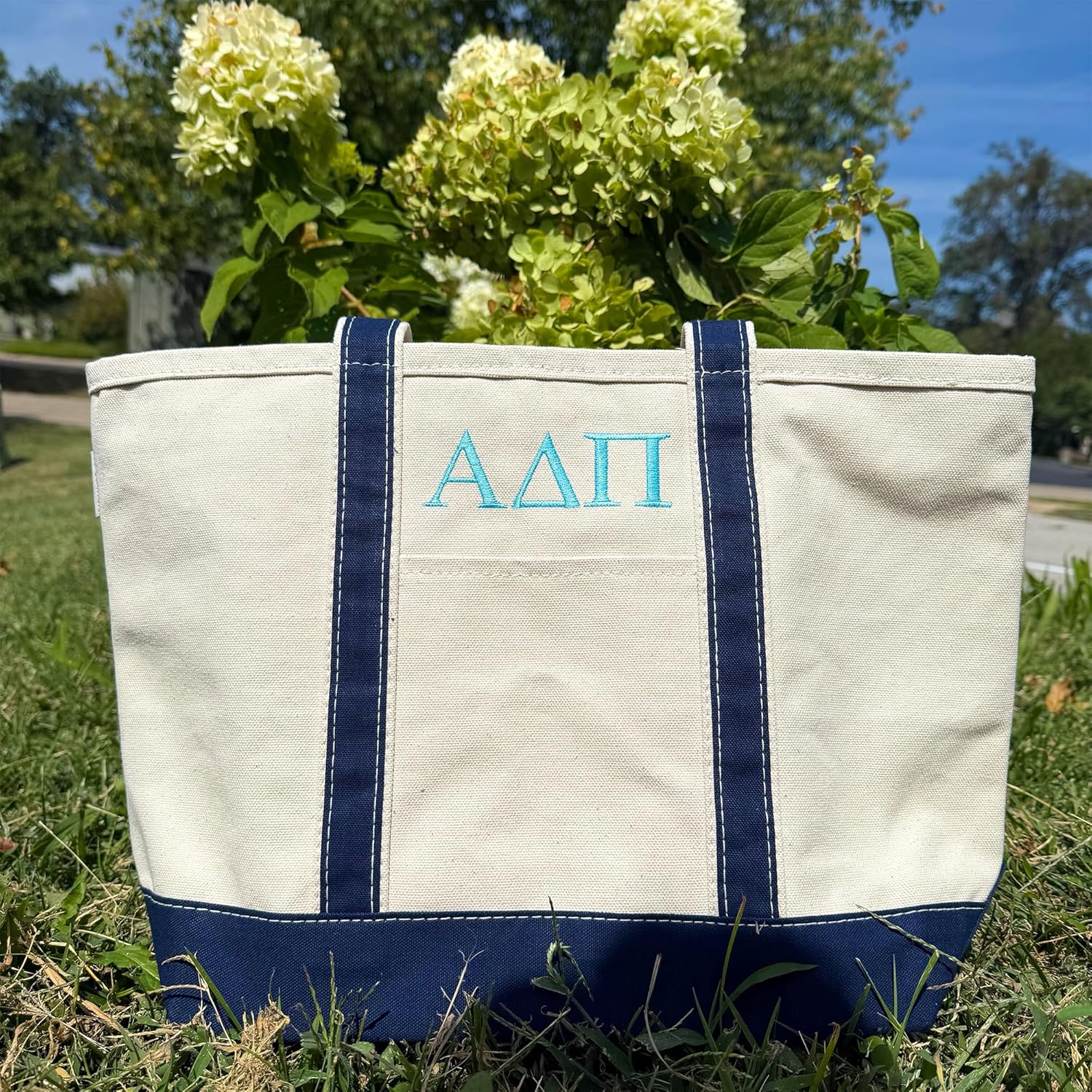 Go Greek Chic Sorority Embroidered Classic Canvas Tote Bag - Image 2